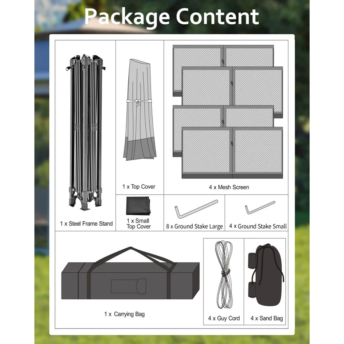 13x13FT with Expansion Bolts, Canopy Tent, Heavy Duty Party Tent & Shelter with Double Roofs, Mosquito Nettings and Privacy Screens Tent for Party, Wedding, Outdoor Dining, Patio, Backyar - Image 8