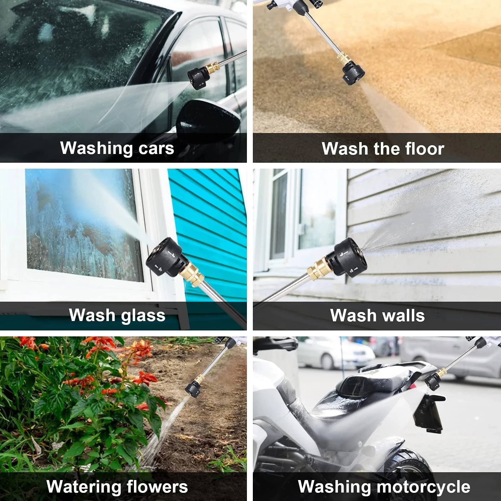 21V Cordless Pressure Washer, Max 870PSI, 2.11GPM, Electric Portable Pressure Washer with 6-in-1 Adjustable Nozzle, Battery and Charger with Accessories for Cleaning Floor Watering Car Flowers Fences - Image 7