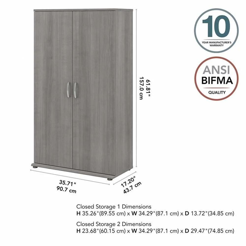 Pemberly Row Tall Garage Storage Cabinet in Platinum Gray - Engineered Wood - Image 11