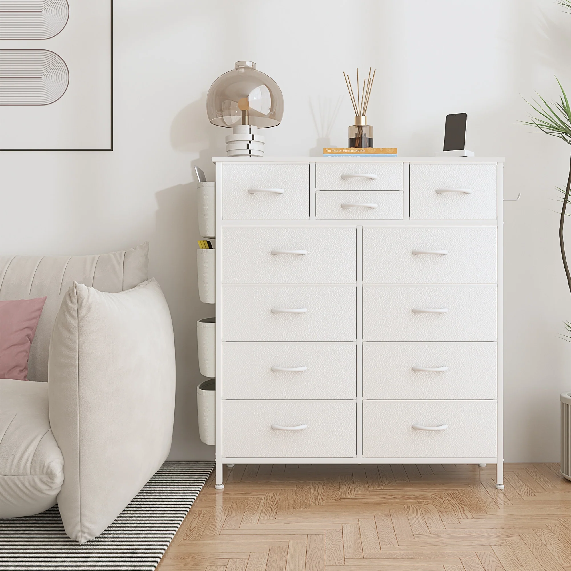 12 Drawer Fabric Dresser, Tall Bedroom Chest of Drawers with Storage - Image 5