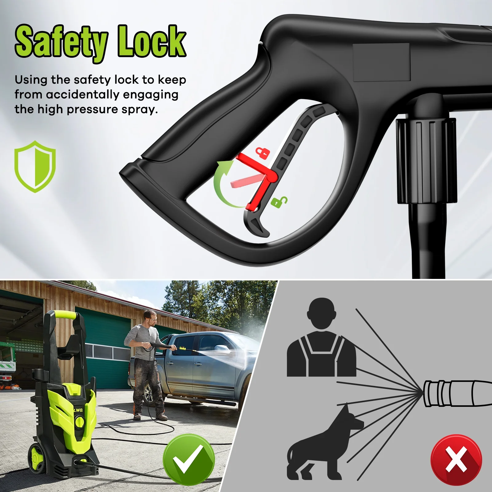Electric Pressure Washer, 4200 PSI 2.5 GPM Power Washer with 2 Quick Connect Nozzles, High Pressure Cleaning Machine with Foam Cannon for Cars/Fences/Driveways/Patios/Home Cleaning - Image 6