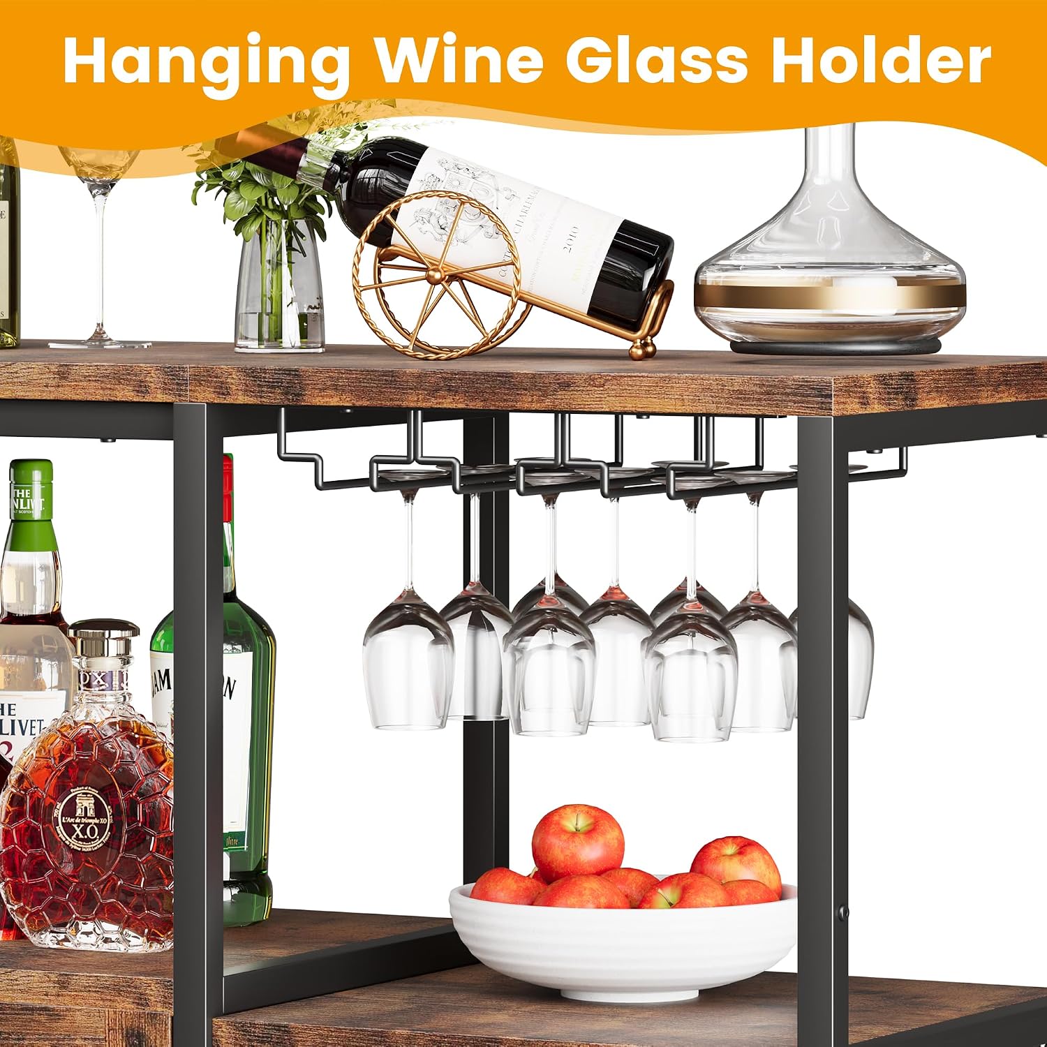 Bar Cabinet with Wine Rack, Liquor Cabinet for Home, Wine Bar with Storage, Home Bar Furniture for Living Room, Buffet Cabinet & Sideboard with Alcohol Storage - Image 4