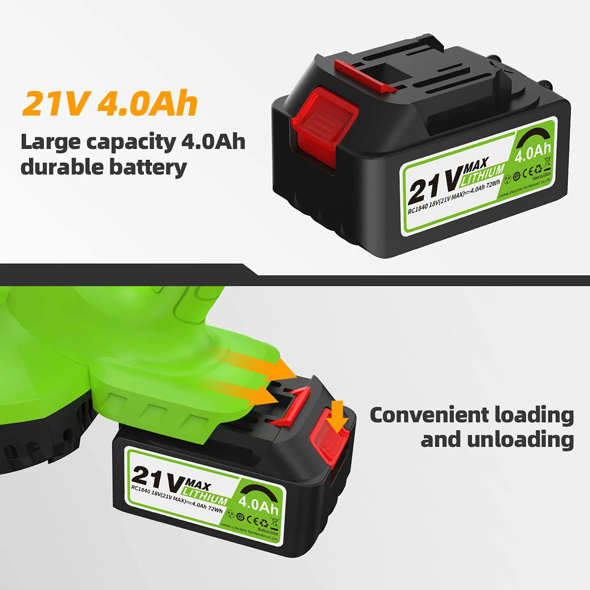 Huepar 21V Cordless Leaf Blower, 135MPH 321CFM 6 Speed Electric Blower for Garden, Yard and Lawn Cleaning & Snow Blowing with 4.0Ah Li-ion Battery RC3003 - Image 5