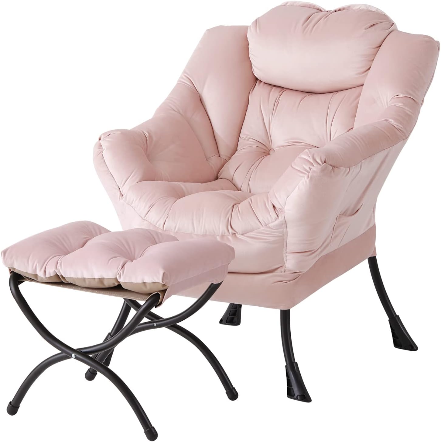 Lazy Chair with Ottoman, Reading Chair with Footrest, Dark Grey - Image 30