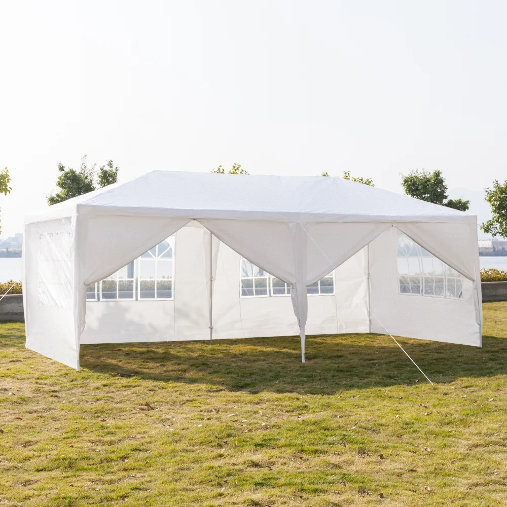 10'x20' Outdoor Party Tent with 6 Removable Sidewalls, Waterproof Canopy Patio Wedding Gazebo, White - Image 16