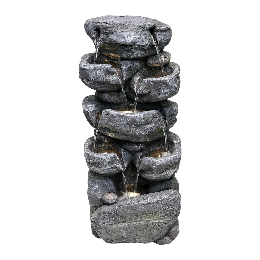 chrismas clearnace-?Stacked Rock Fountain with LED Lights - Outdoor Water Fountains Cascading Floor Water Feature Art Decor for Garden,Pation, Deck, Porch - Image 5