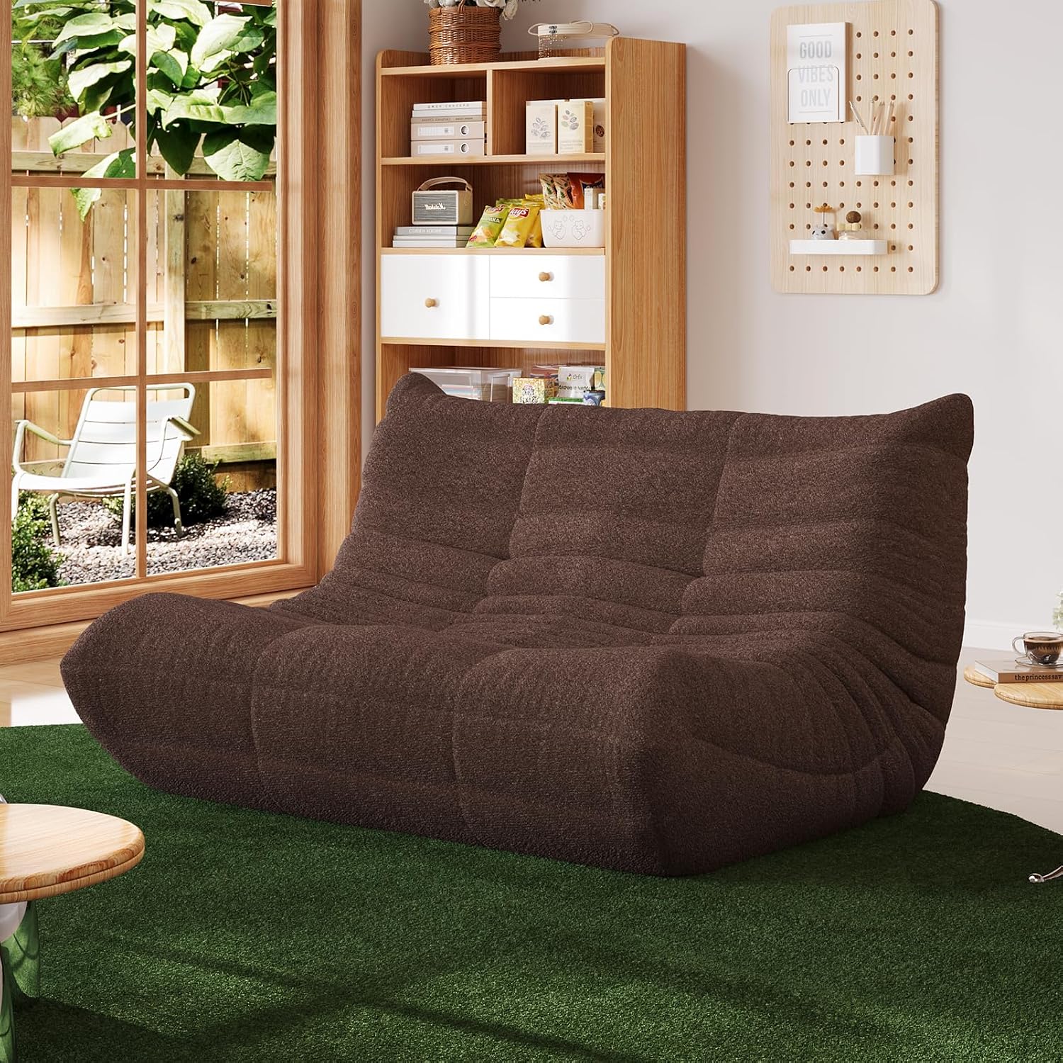 Bean Bag Chair for Adults, L-Shaped Memory Foam Togo Lounger, Green - Image 19