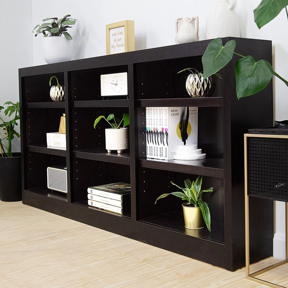 Triple Wide Wood Bookcase, 9 Shelf 36 Inch Tall Bookshelf for Home, Office and Display Storage - Image 9