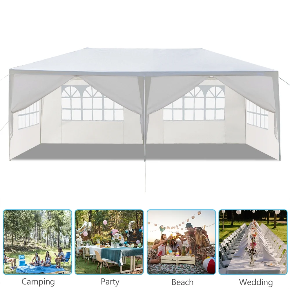 10'x20' Outdoor Party Tent with 6 Removable Sidewalls, Waterproof Canopy Patio Wedding Gazebo, White - Image 10