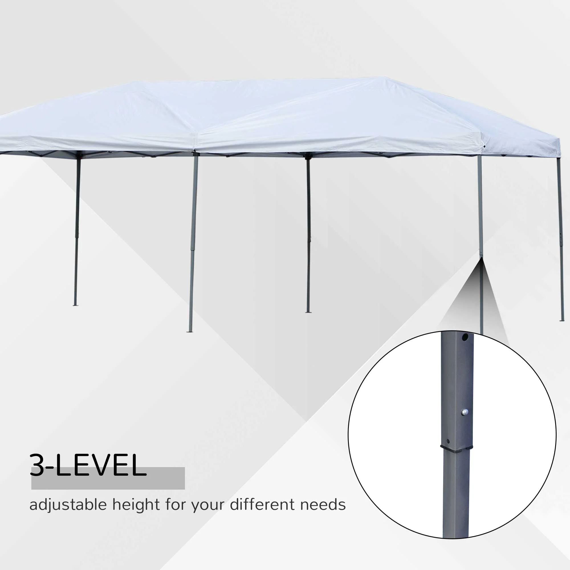 Outsunny 10' x 20' Pop Up Canopy Tent with Netting, Heavy Duty Large Party Tent, Instant Sun Shelter with Carry Bag for Backyard Garden Patio, Beige - Image 16