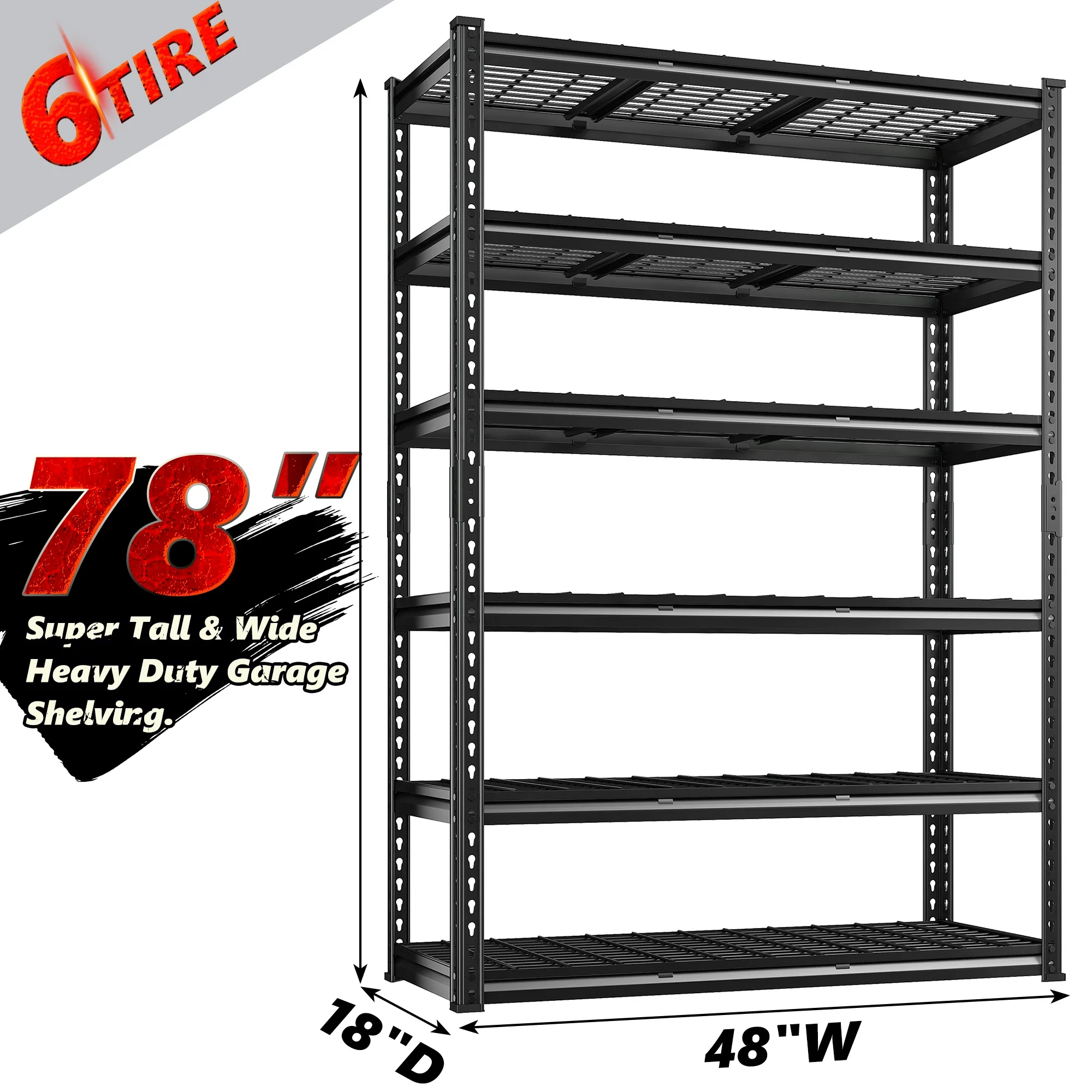 REIBII 48" W Garage Shelving Units 5 Tier Storage Shelves Heavy Duty Adjustable Metal Utility Shelf-72" H x 48" W x 24" D - Image 31