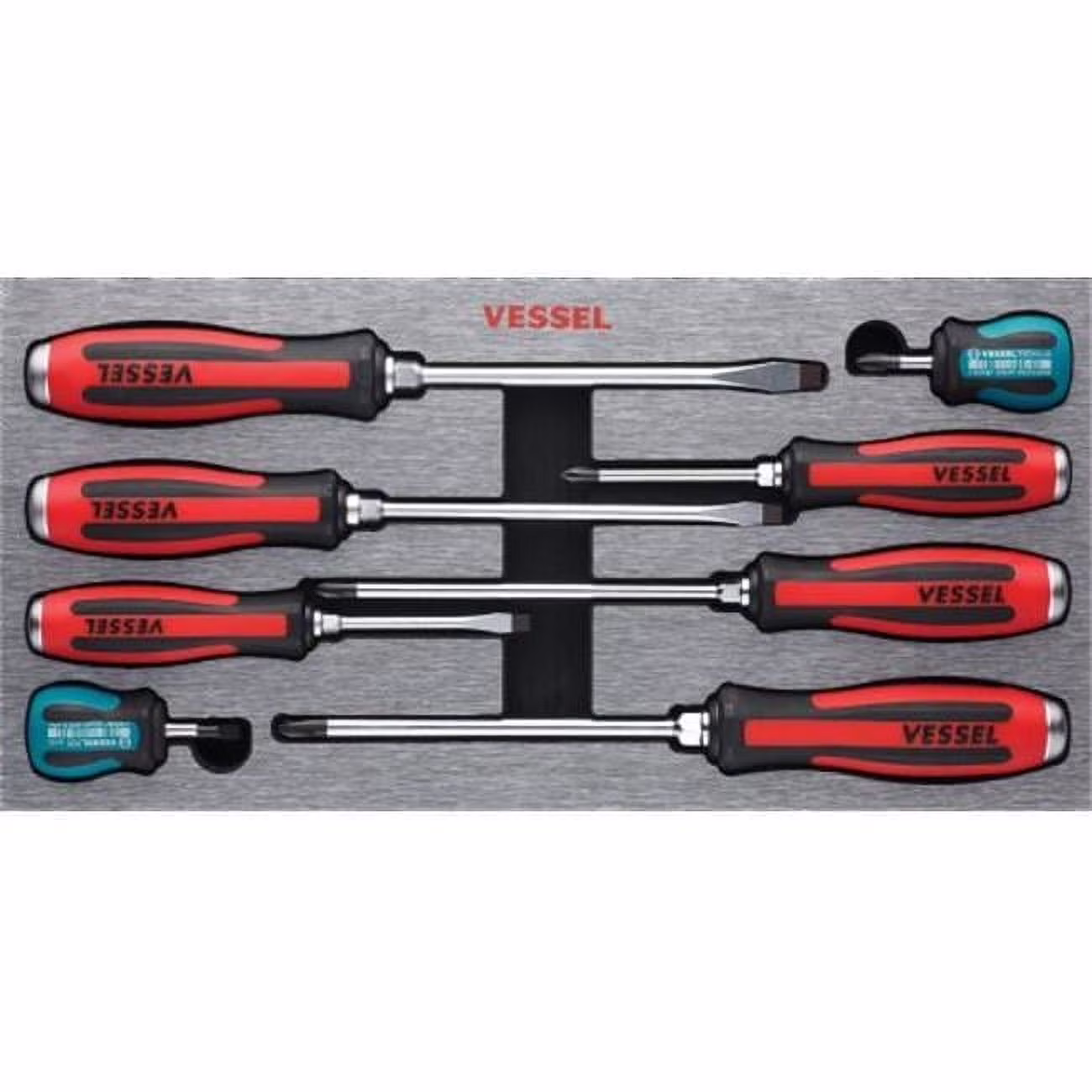Vessel Mega Tang Thru Screwdriver - 8 Piece