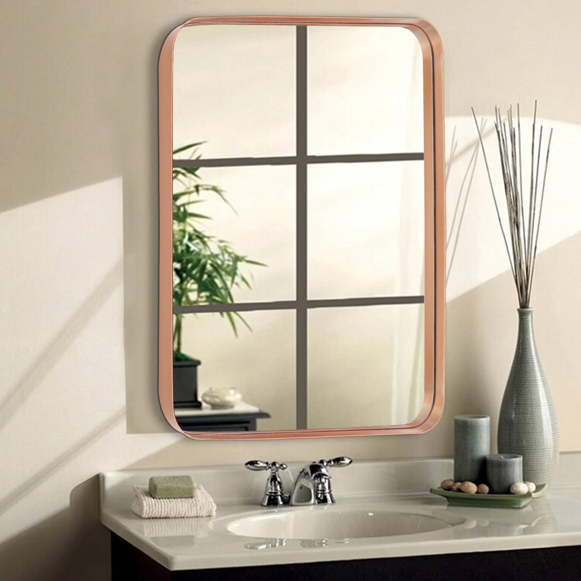 Wall Mirror Vanity Mirror, Bathroom Mirror with Rounded Corners, 1 Piece - Image 42