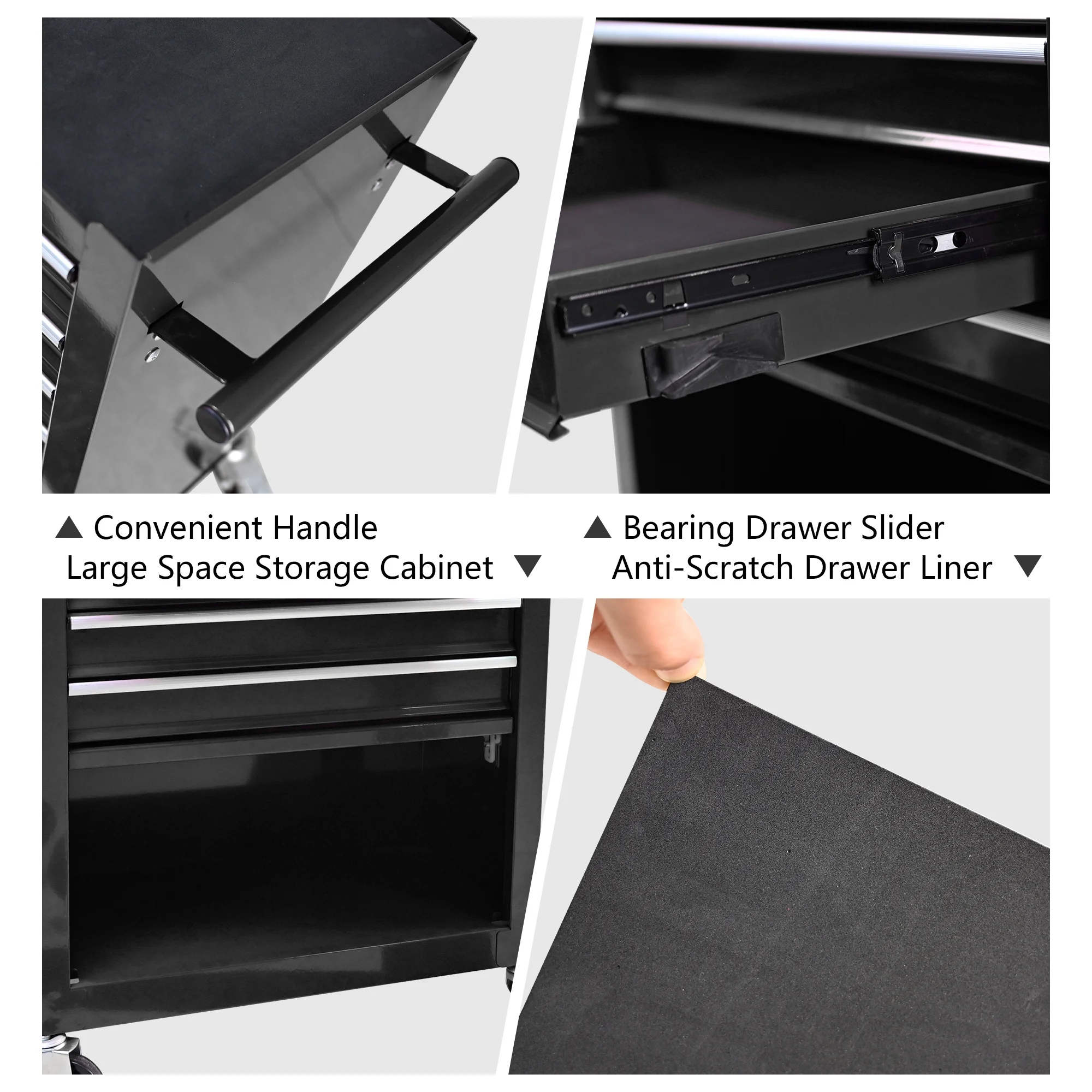 4 Drawers Multifunctional Tool Cart with Wheel Steel Tool Chest Storage Cabinet - Image 19