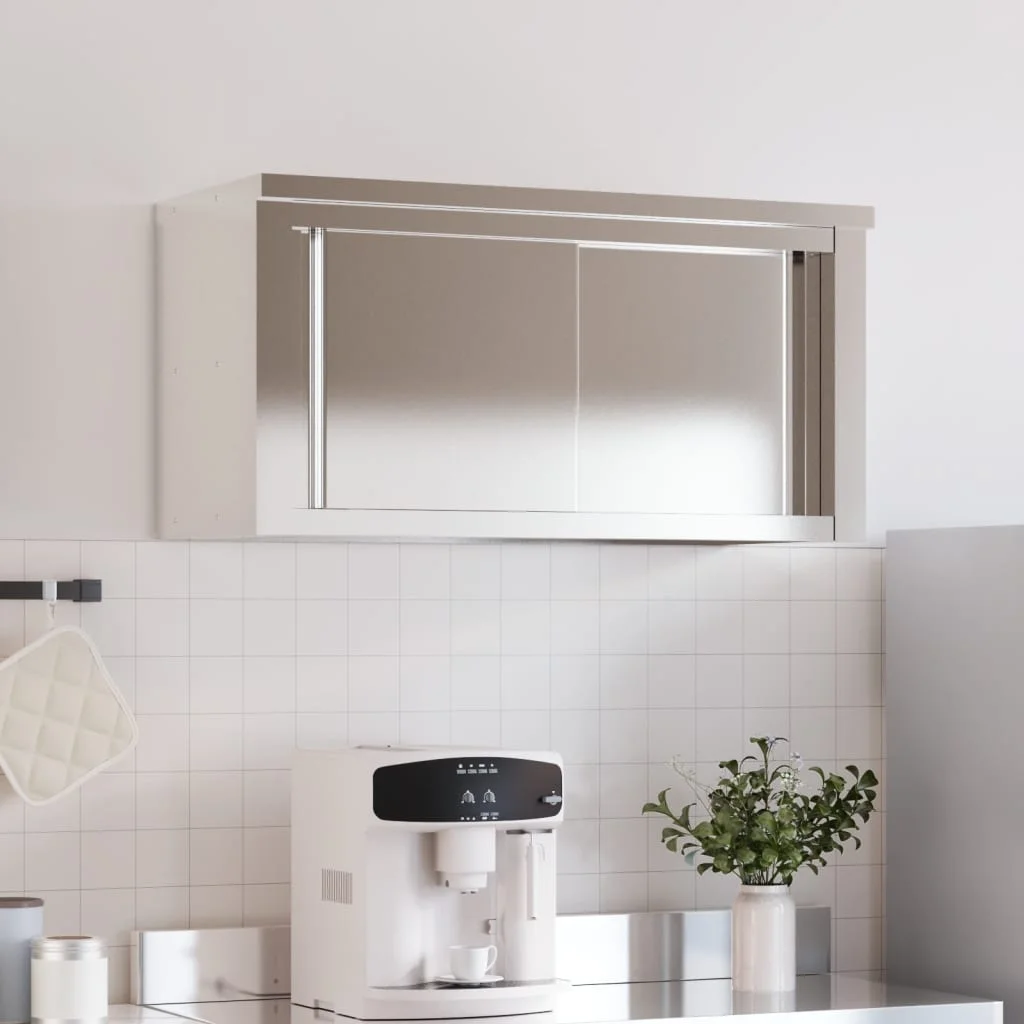 vidaXL Kitchen Wall Cabinet with Shelf Storage Restaurant Stainless Steel - Image 31
