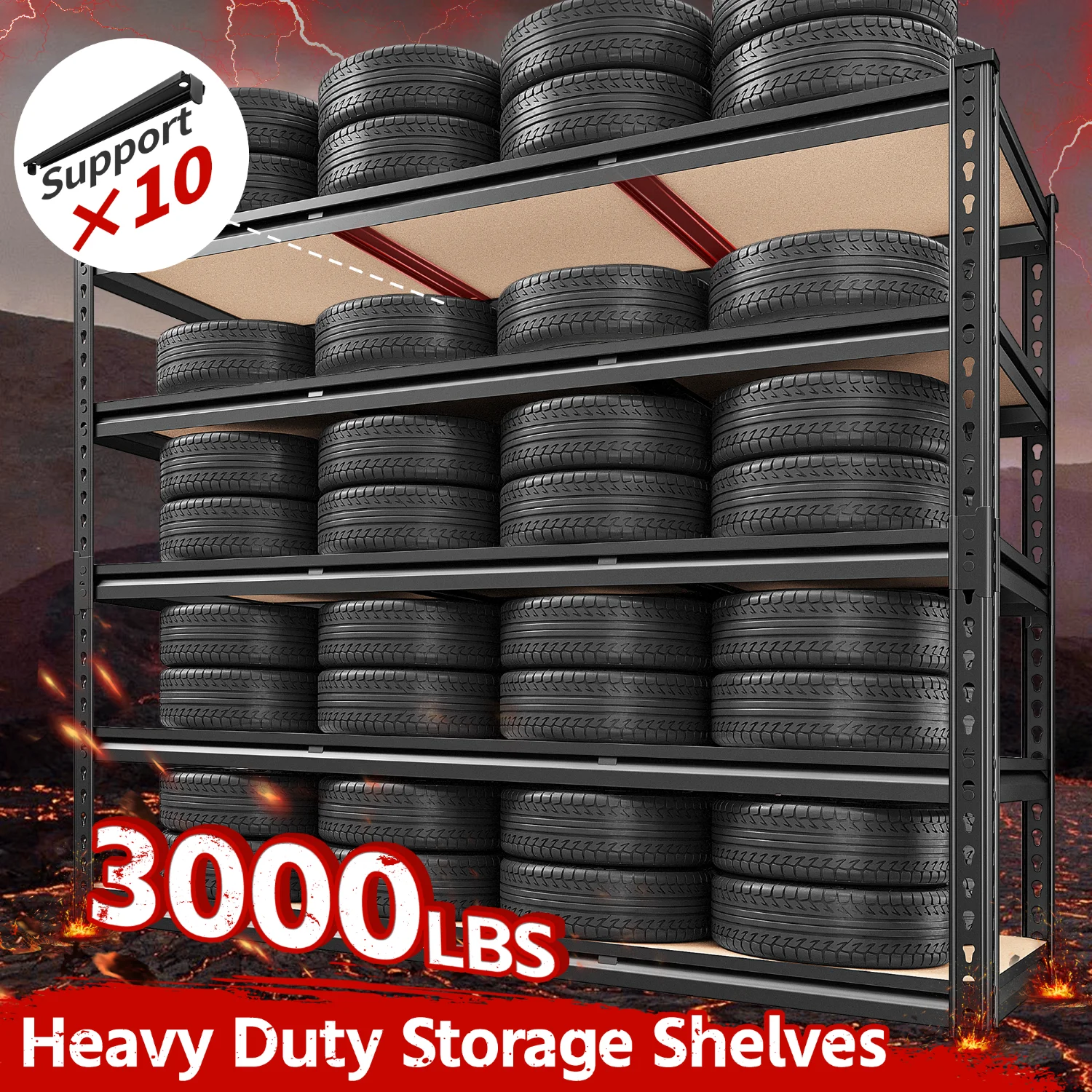 REIBII 48"W Heavy Duty Shelving 3000LBS Steel Shelving Adjustable Garage Storage Industrial Shelf,48"W x 24"D x 72"H - Image 4