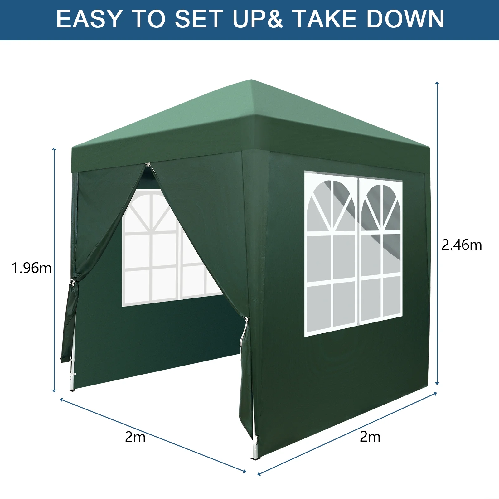 6.5x6.5ft Pop Up Canopy Tent - Instant White Gazebo w/ 4 Sidewalls, UPF 50+ & Carry Bag, 42 sq ft Shade for Camping/Patio (200x200cm) - Image 16