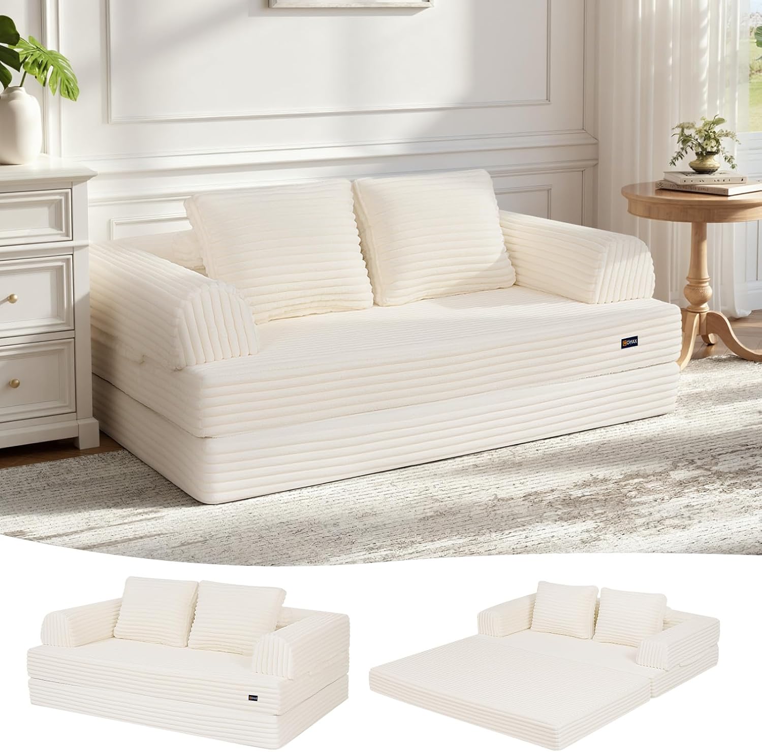 Convertible Futon Sofa Bed, 59" Folding Boneless Loveseat Small Couch - Image 23