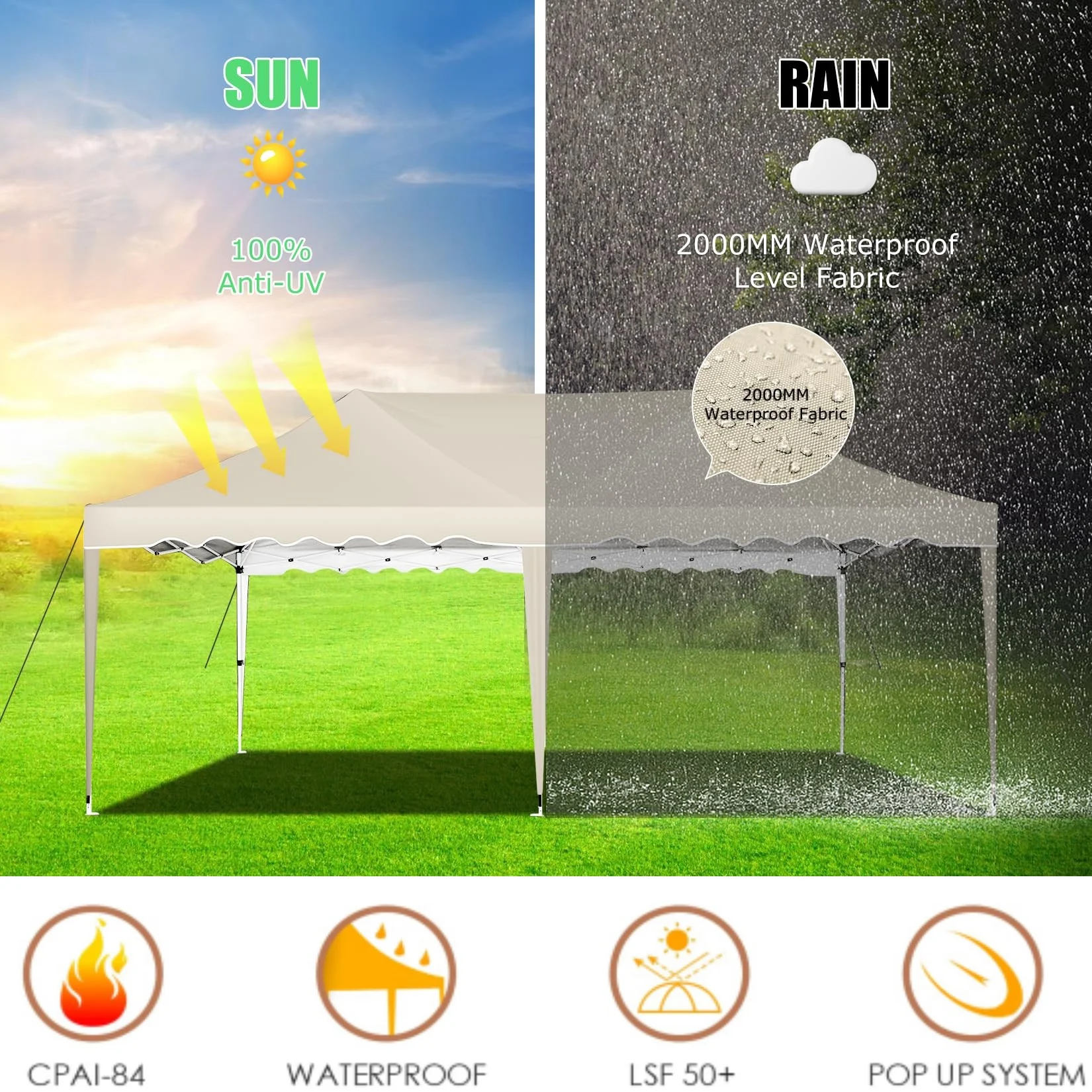 HOTEEL Canopy 10'x20' Pop Up Canopy Tent Heavy Duty Waterproof Adjustable Commercial Instant Canopy Outdoor Party Canopy Parties,Wedding,Outside Patio,Event,Backyard,White - Image 34