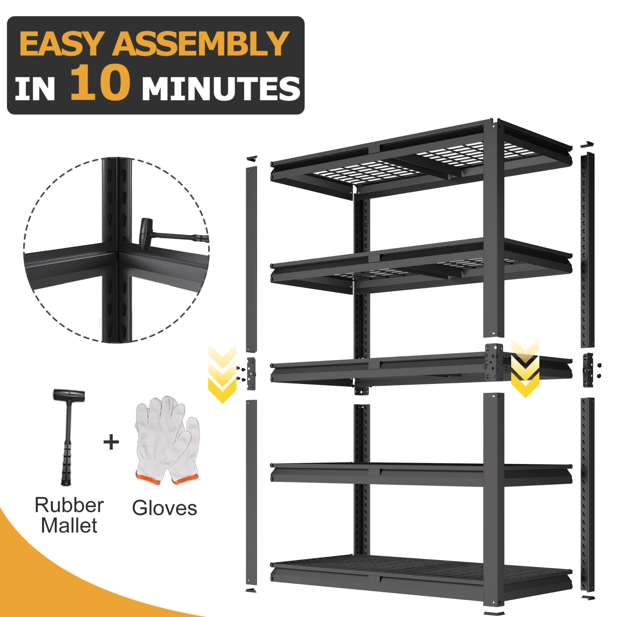 TrumanPick Storage Shelves 2200LBS Metal Wire Shelving Units Garage Storage Rack 40"W x 20"D x 59"H Heavy Duty Adjustable Industrial Shelving - Image 7