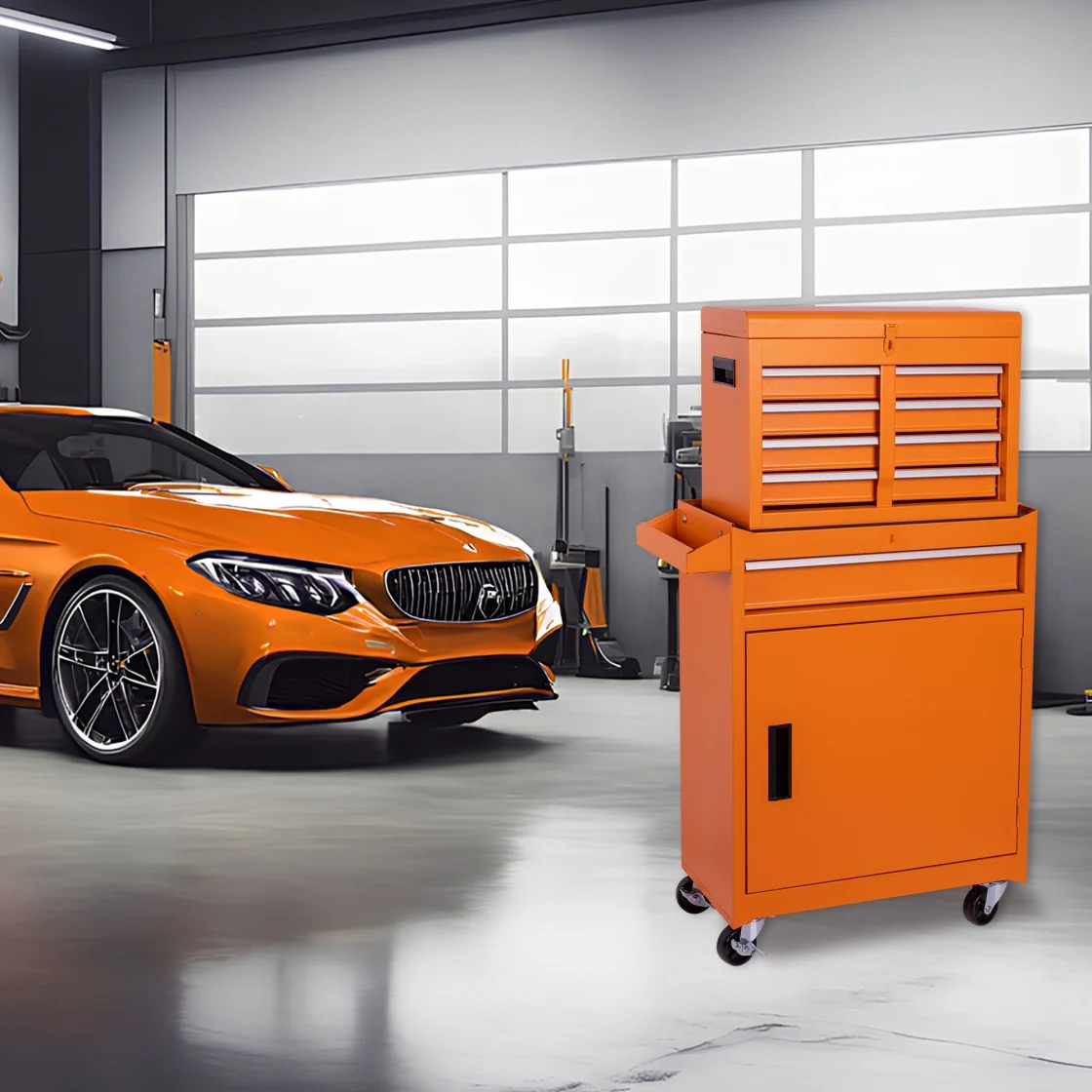 5-Drawer Rolling Tool Chest, 2 in 1 Detachable Tool Box with Lockable Wheels, Adjustable Shelf, and Liner for Garage and Workshop Storage (Yellow) - Image 8