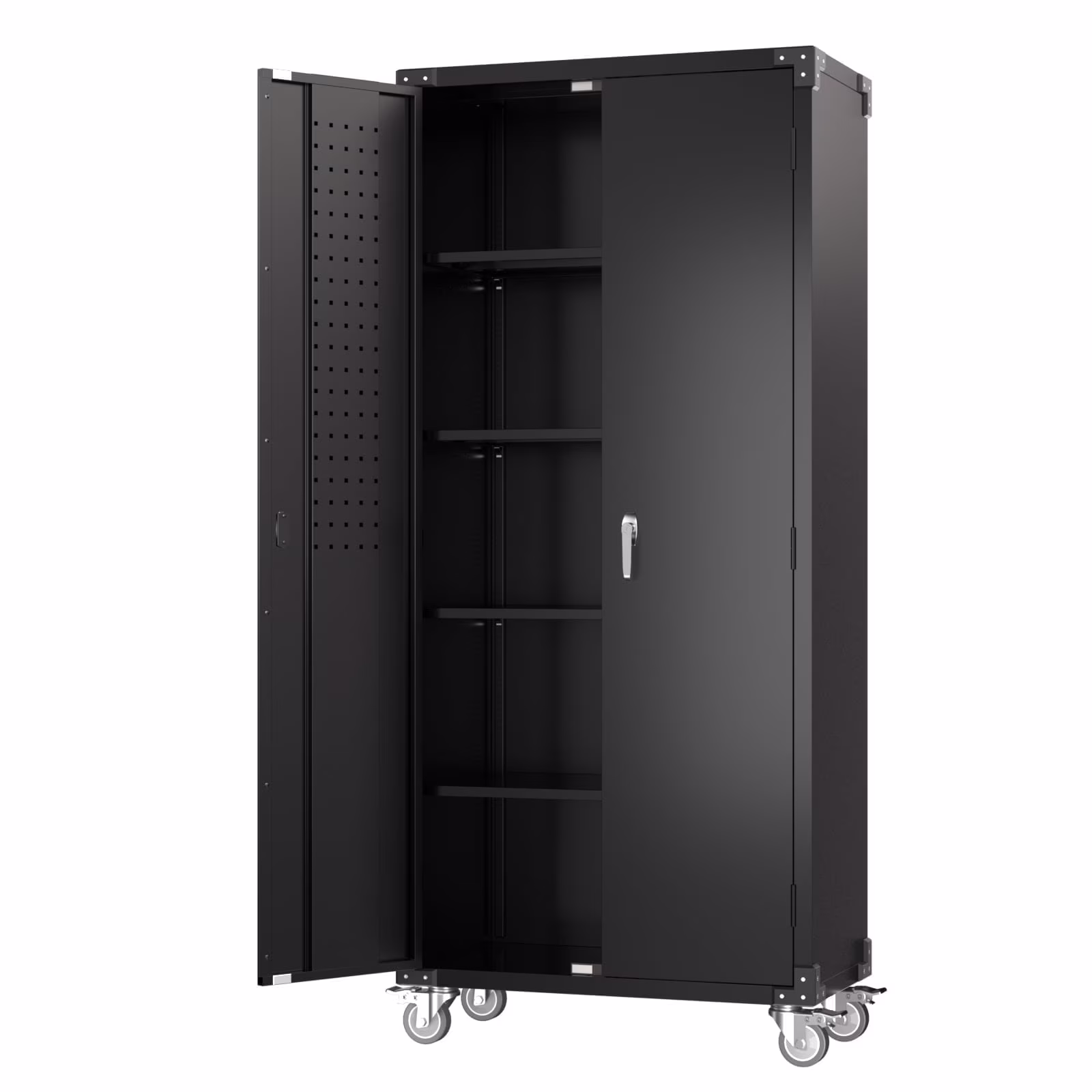 SUXXAN Metal Rolling Cabinet with 2 Swing Doors, Adjustable Shelve, Storage Tool Chest for Garage Utility Room, White - Image 20