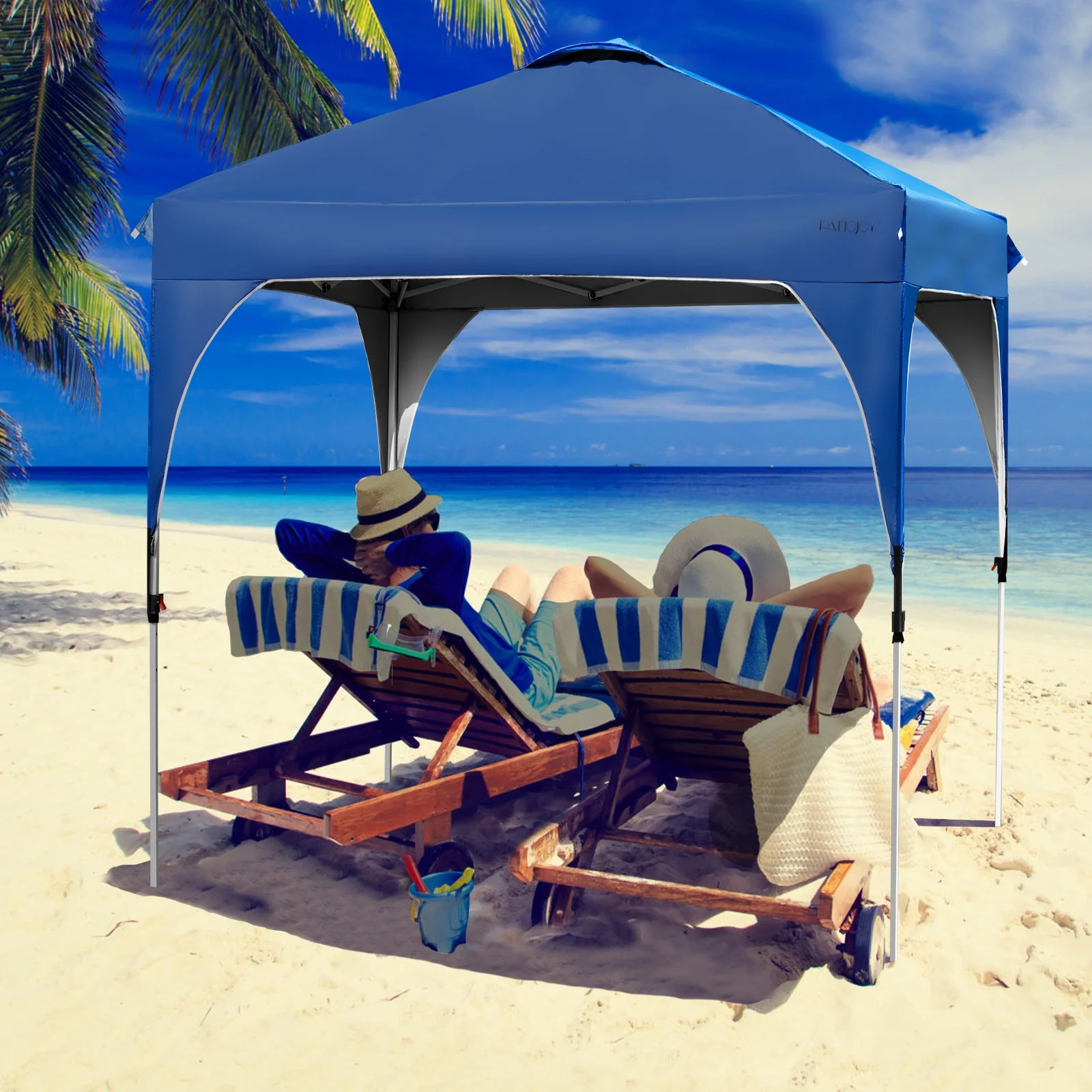 Patiojoy Pop-up Canopy Tent 6.6' x 6.6' Height Adjustable Commercial Instant Canopy w/ Portable Roller Bag White - Image 14