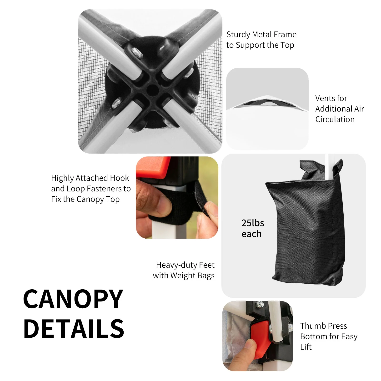 Patiojoy 6.6-?x 6.6-?Pop-up Canopy Tent Outdoor Camping Sun Shelter w/ Portable Roller Bag & 4 Weight Bags Blue - Image 28