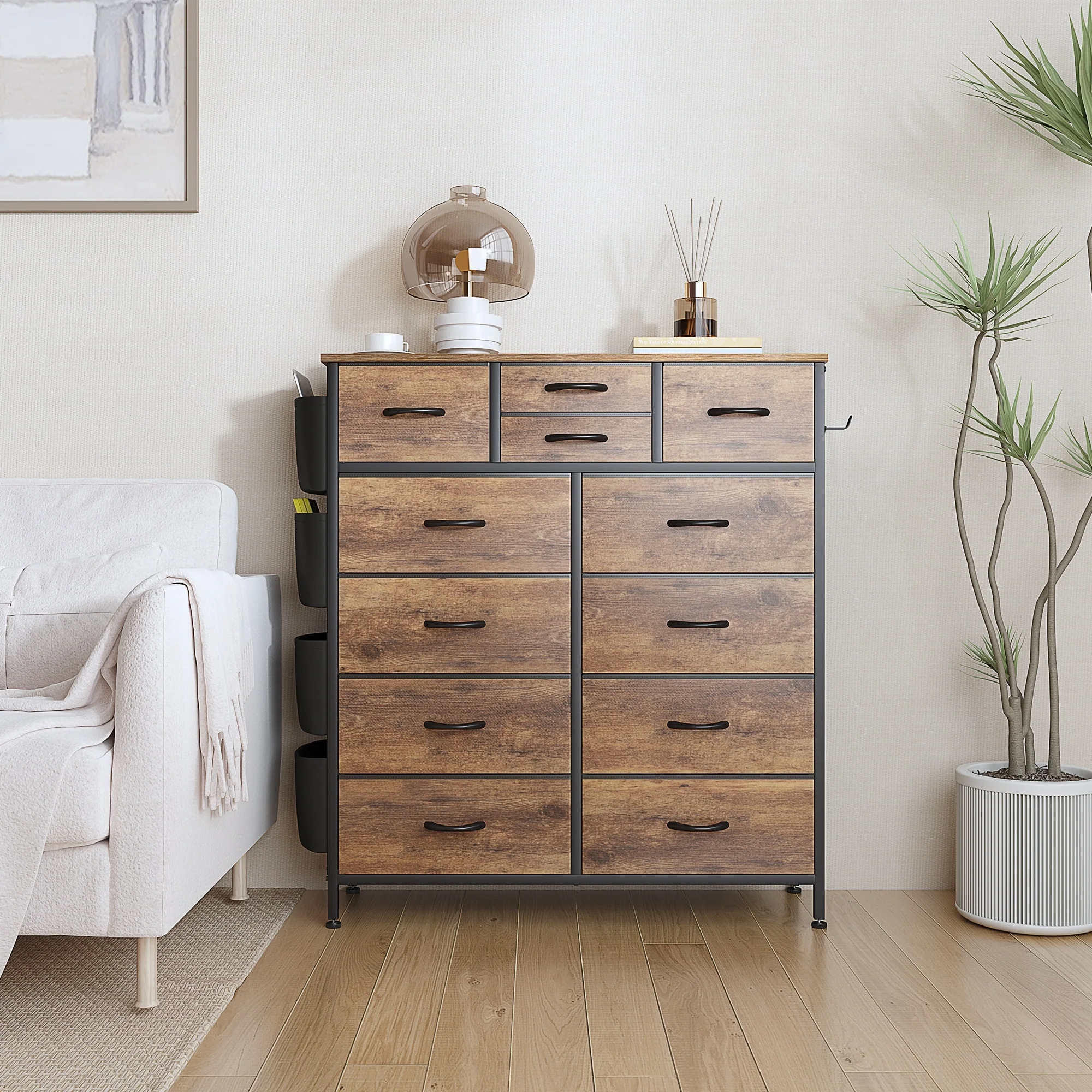 12 Drawer Fabric Dresser, Tall Bedroom Chest of Drawers with Storage - Image 3