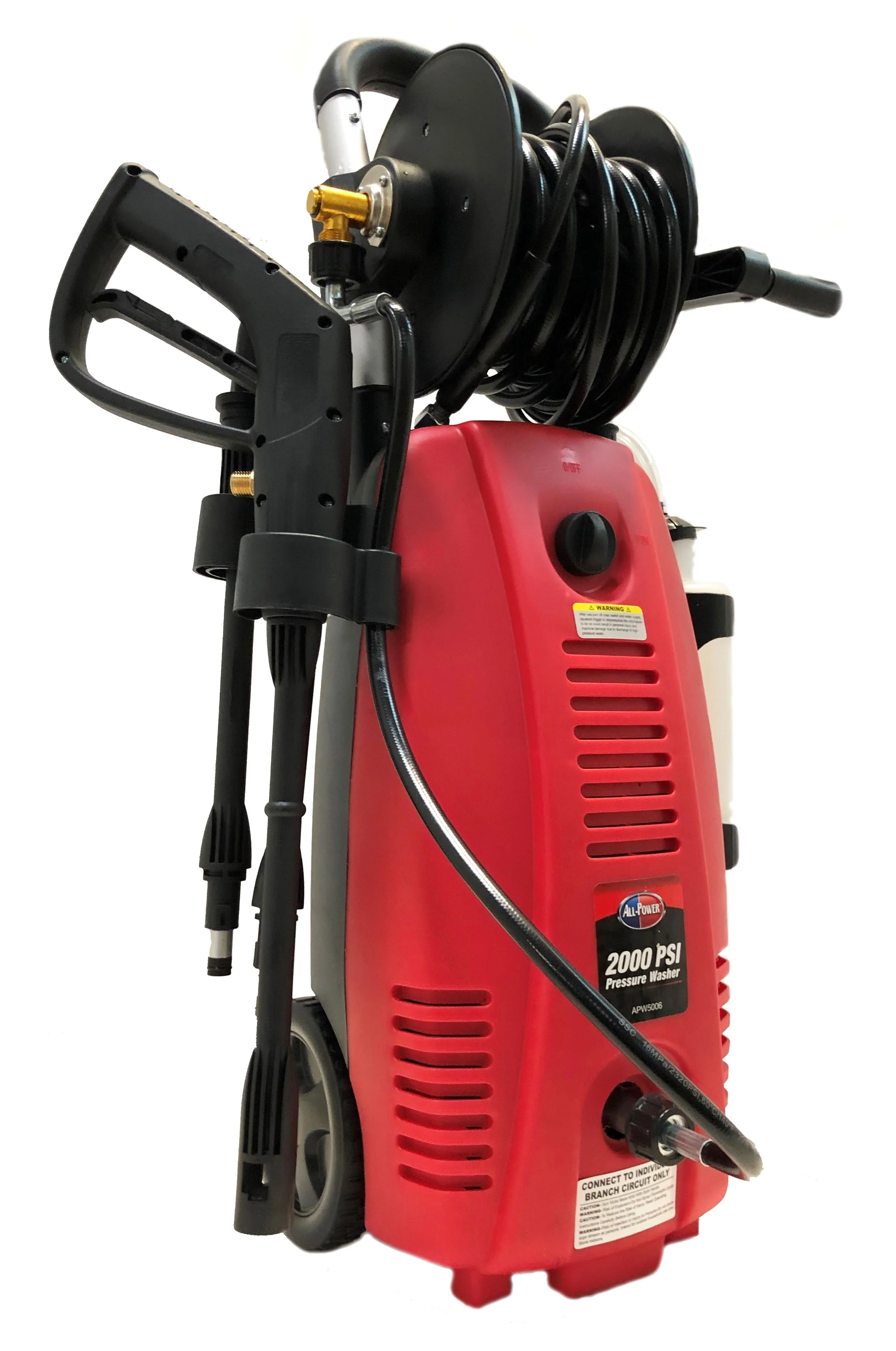 All Power 2000 PSI 1.6 GPM Electric Pressure Washer With Hose Reel for Buildings, Walkway, Vehicles and Outdoor Cleaning, Red, APW5006R - Image 3