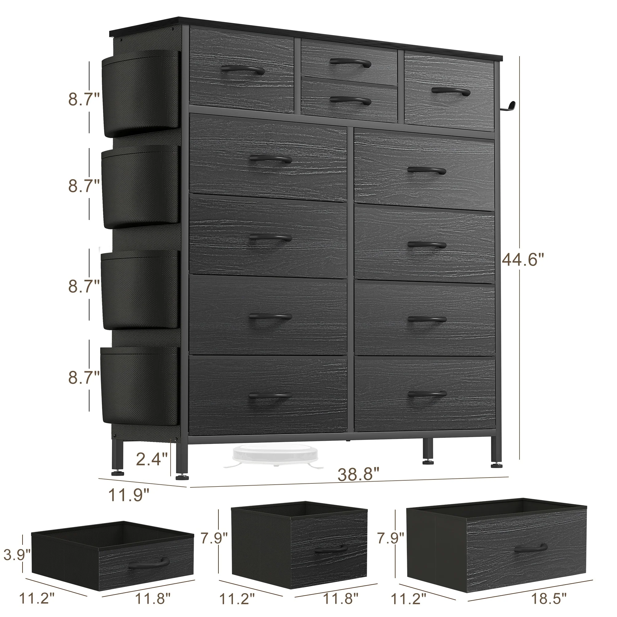 12 Drawer Fabric Dresser, Tall Bedroom Chest of Drawers with Storage - Image 31