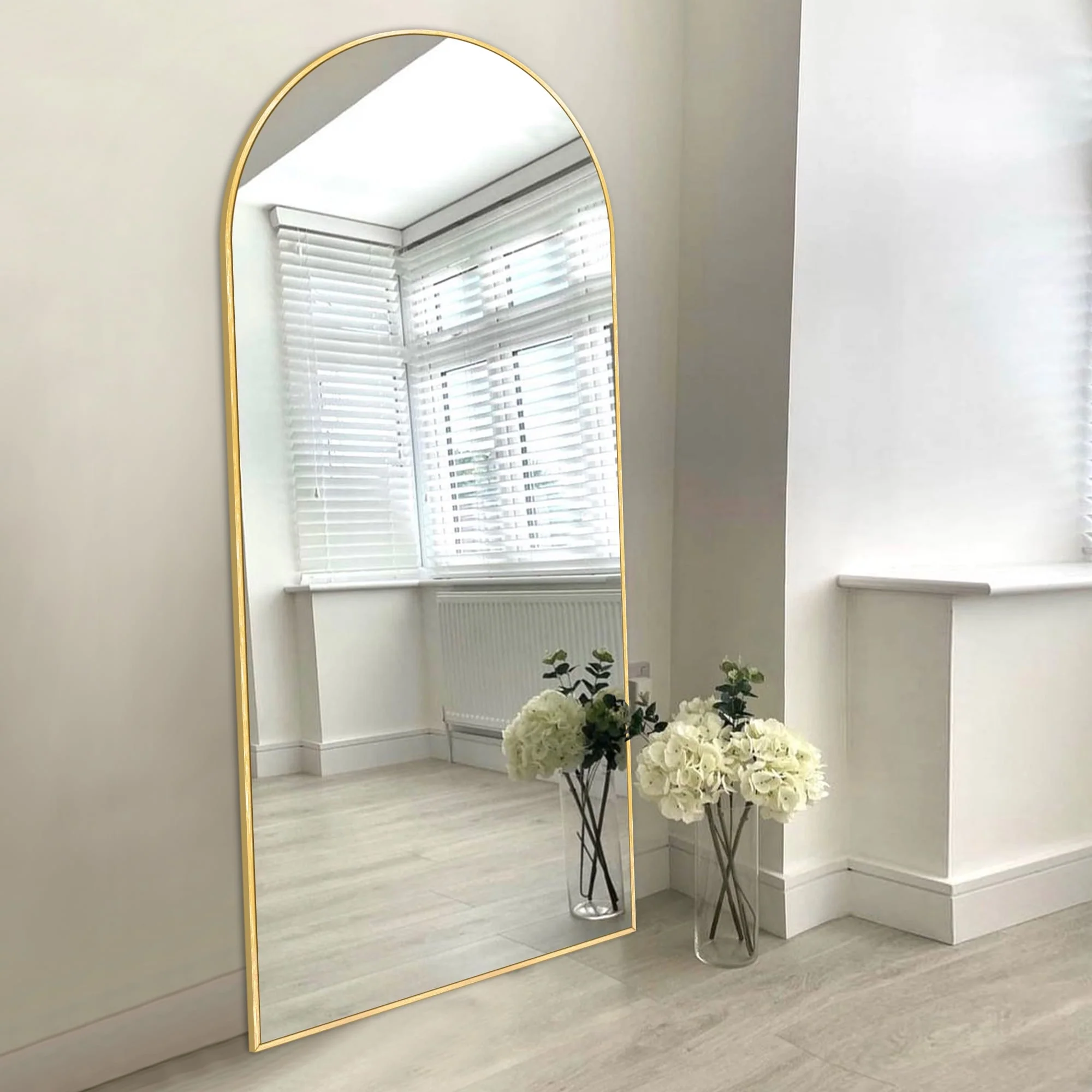 Modern Arched Full Length Floor Mirror, Aluminum Alloy Frame Standing Full Body Mirror - Image 33