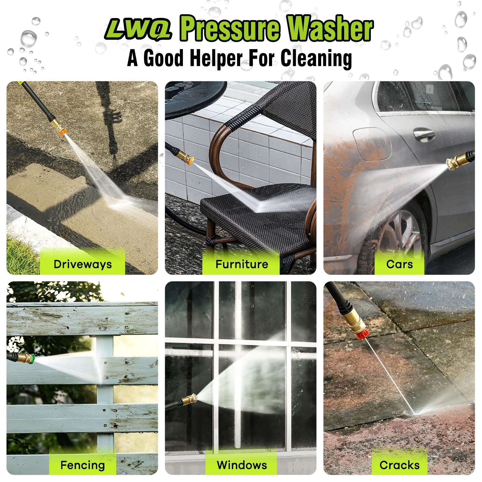 Electric Pressure Washer, 4200 PSI 2.5 GPM Power Washer with 2 Quick Connect Nozzles, High Pressure Cleaning Machine with Foam Cannon for Cars/Fences/Driveways/Patios/Home Cleaning - Image 5