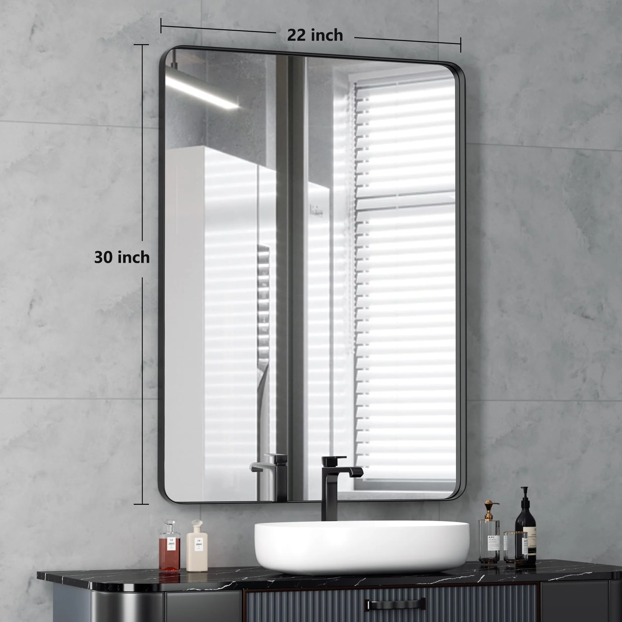 Wall Mirror Vanity Mirror, Bathroom Mirror with Rounded Corners, 1 Piece - Image 51