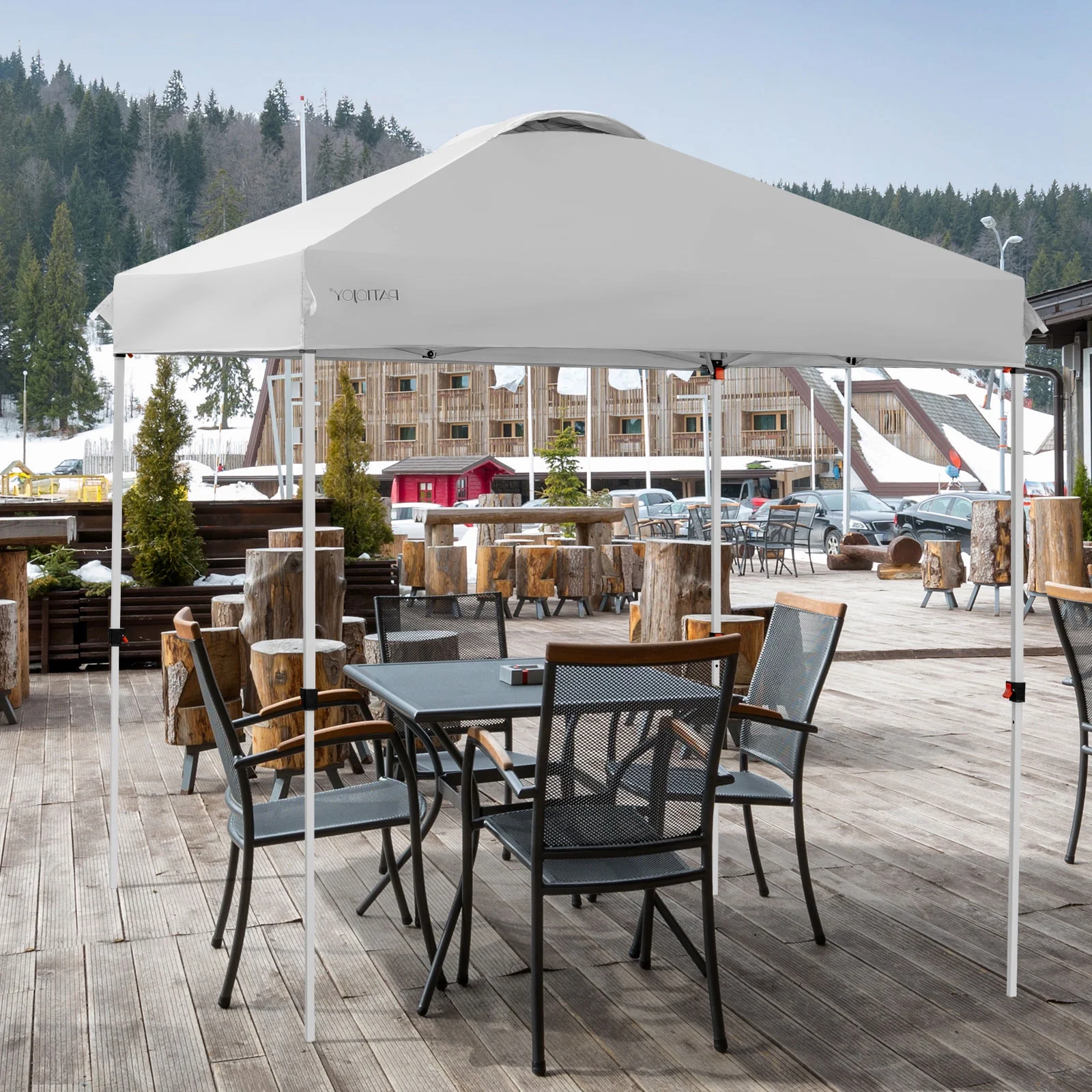 Patiojoy 6.6-?x 6.6-?Pop-up Canopy Tent Outdoor Camping Sun Shelter w/ Portable Roller Bag & 4 Weight Bags Blue - Image 16