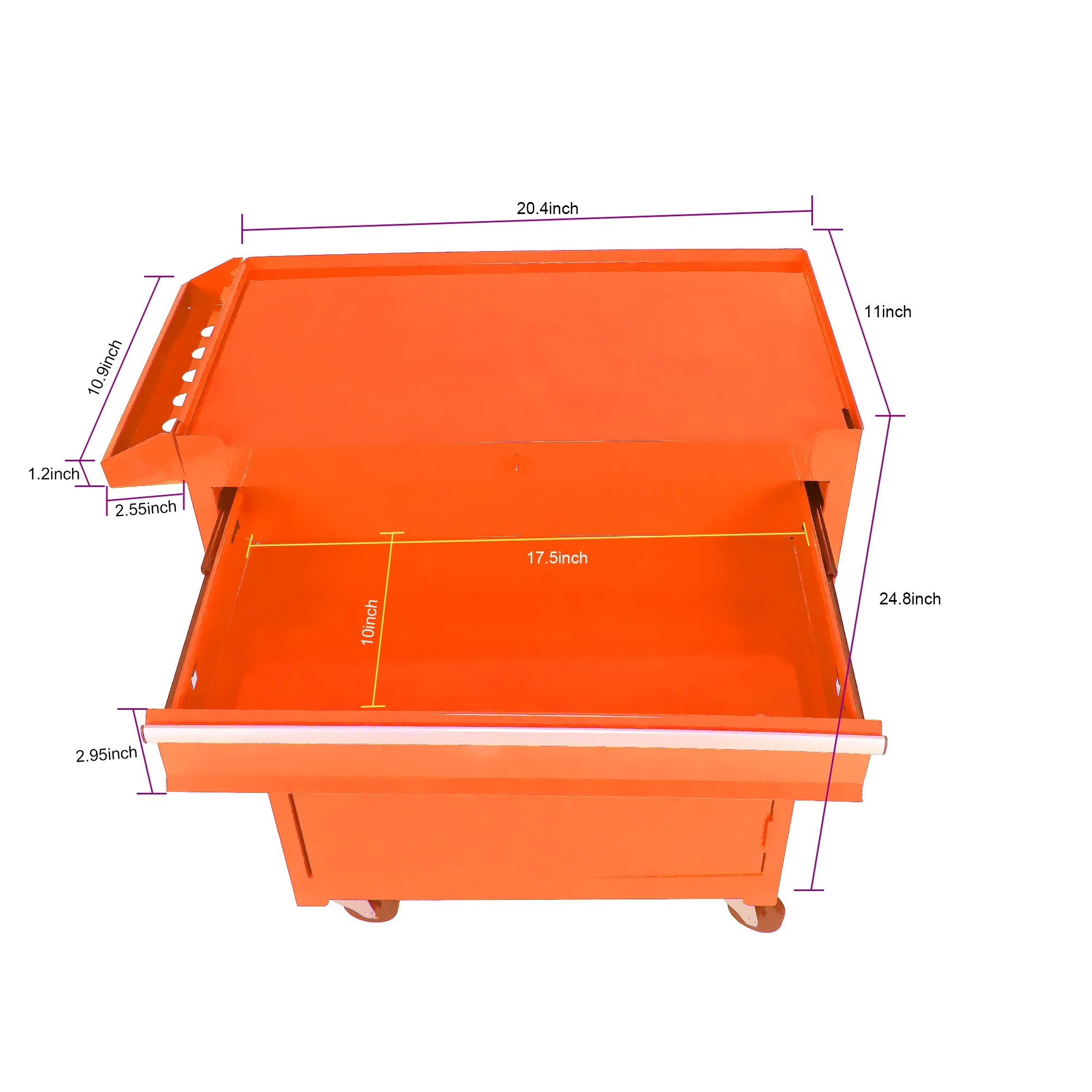 BTMWAY 5-Drawer Rolling Tool Storage Cabinet with Detachable Top Tool Box, Tool Chest with Universal Lockable Wheels, Metal Tool Cart for Garage, Workshop, Barbershop,red - Image 20