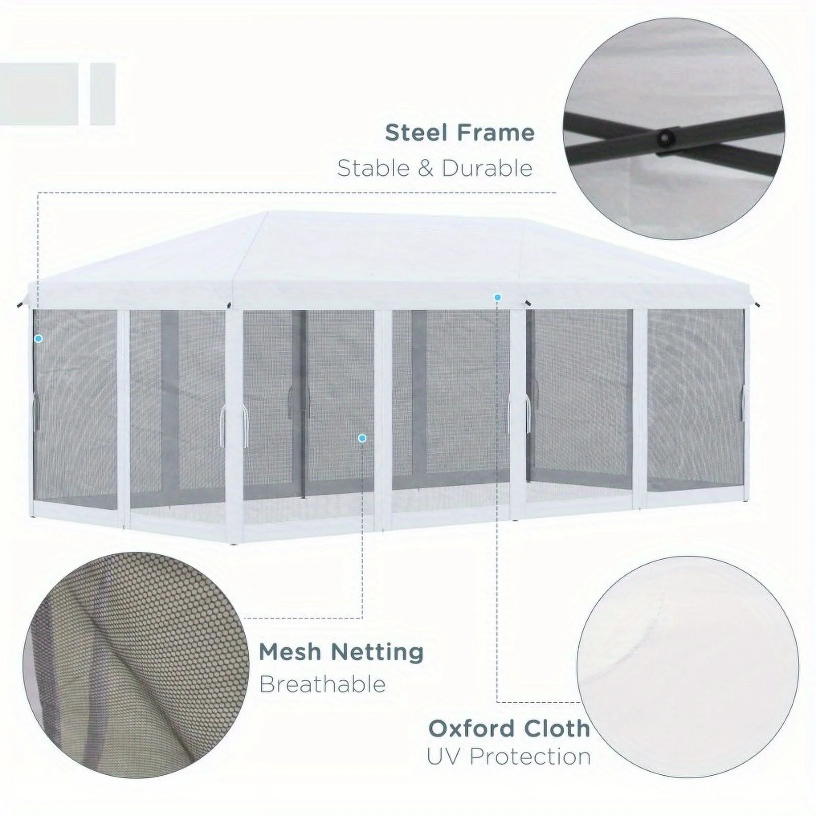 Zateety 10' X 20' Pop Up Canopy Tent with Netting, Heavy Duty Instant Sun Shelter, Large Tents for Parties with Carry Bag for Outdoor, Garden, Patio, Cream White - Image 6