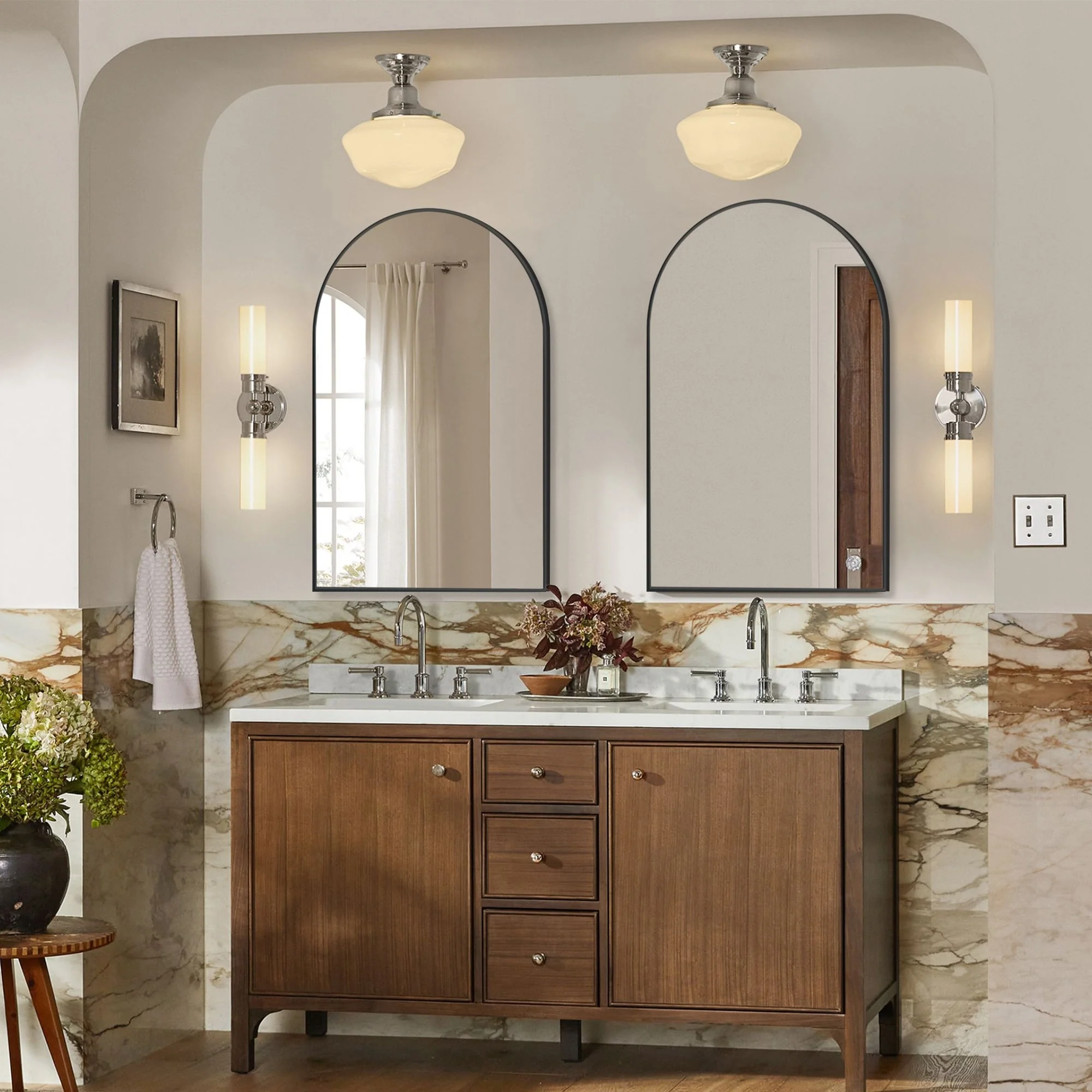 2 Pack 36x24 Inch Arched Bathroom Vanity Mirrors, Wall Mounted Decorative Mirrors for Bathroom and Bedroom - Image 11