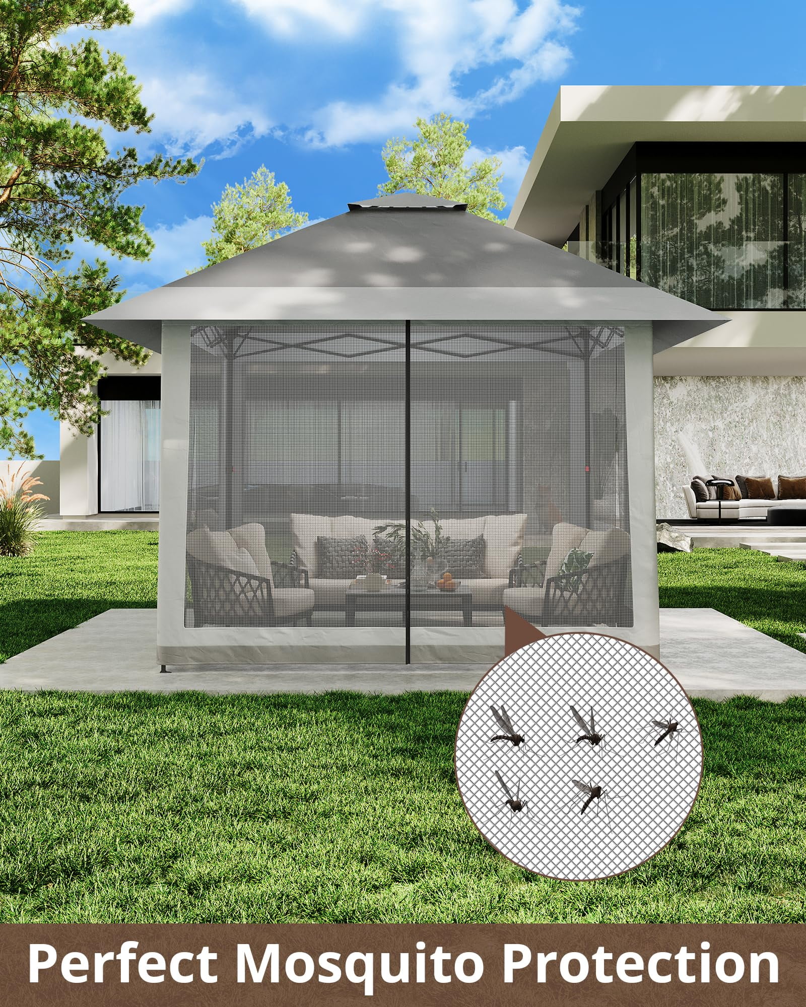 Accreate 13' X 13' Outdoor Patio Gazebo,Outdoor Canopy Tent with Mosquito Netting,Backyard Tent for Party, Wedding, Outdoor Dining, Patio, Backyard - Image 42