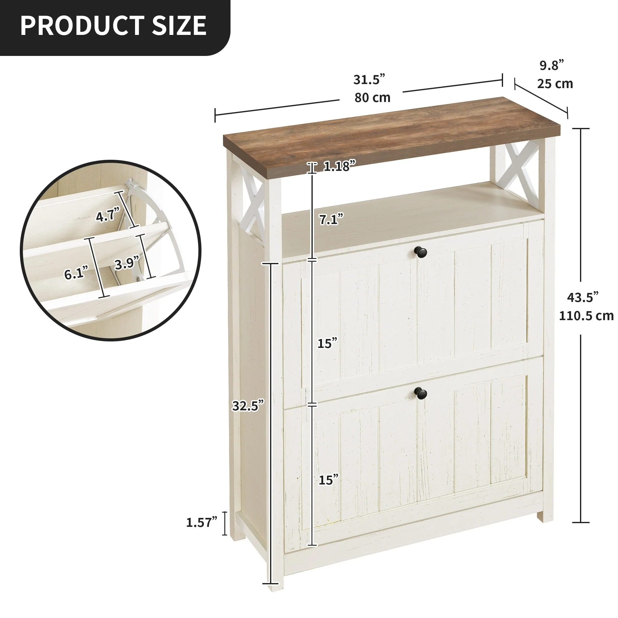 Shoe Storage Cabinet Organizer with 2 Compartments, Entryway and Hallway Shoe Cabinet - Image 29