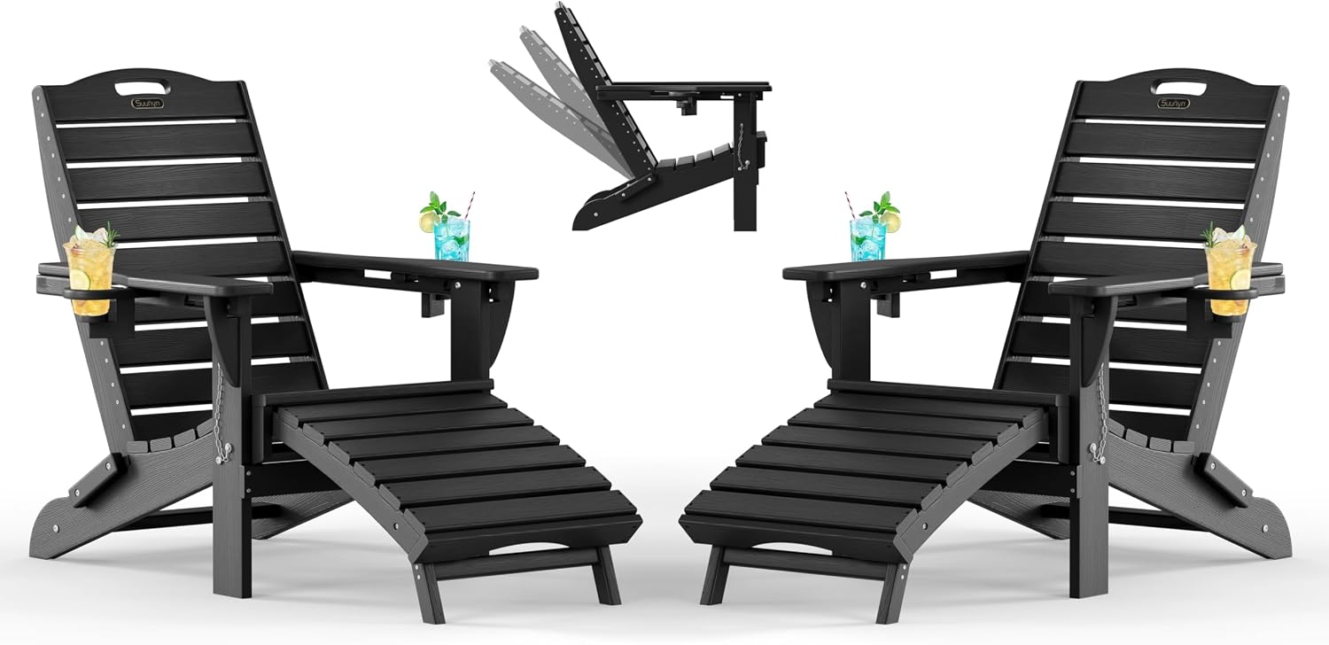 Adjustable Adirondack Chair, Outdoor Fire Pit Chair, Navy Blue - Image 11