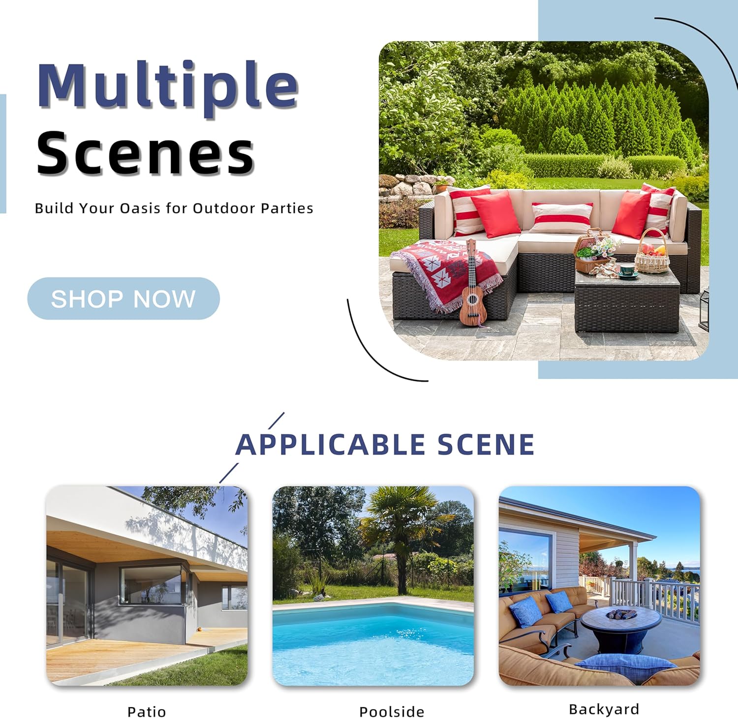 5-Piece All-Weather Patio Furniture Set with Ottoman, Outdoor Wicker Conversation Sofa Set with Cushions for Garden, Deck & Backyard - Image 10