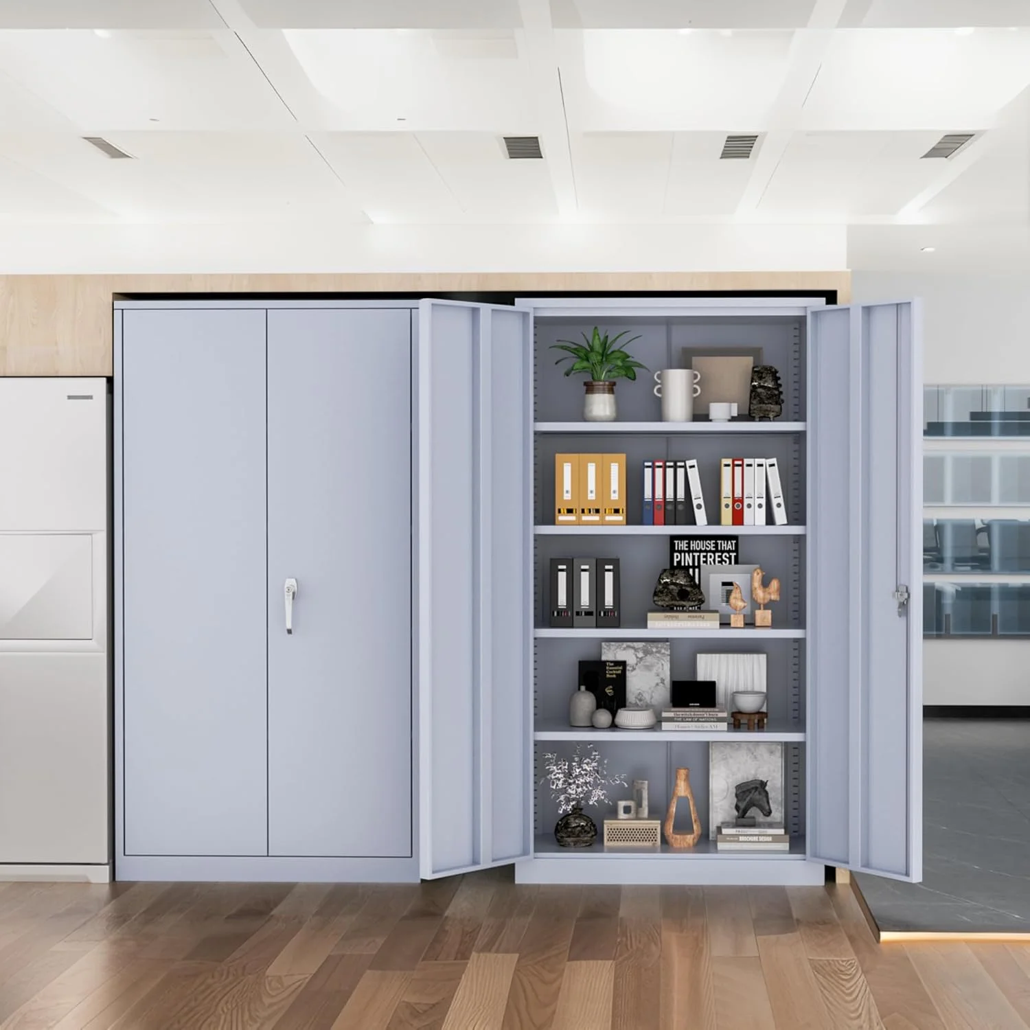SOLAURA Metal Storage Cabinet with Wheels, 73" Garage Rolling Cabinet with Locking Door and 4 Shelves, Tool Cabinet on Caster for Home, Office, Black - Image 58