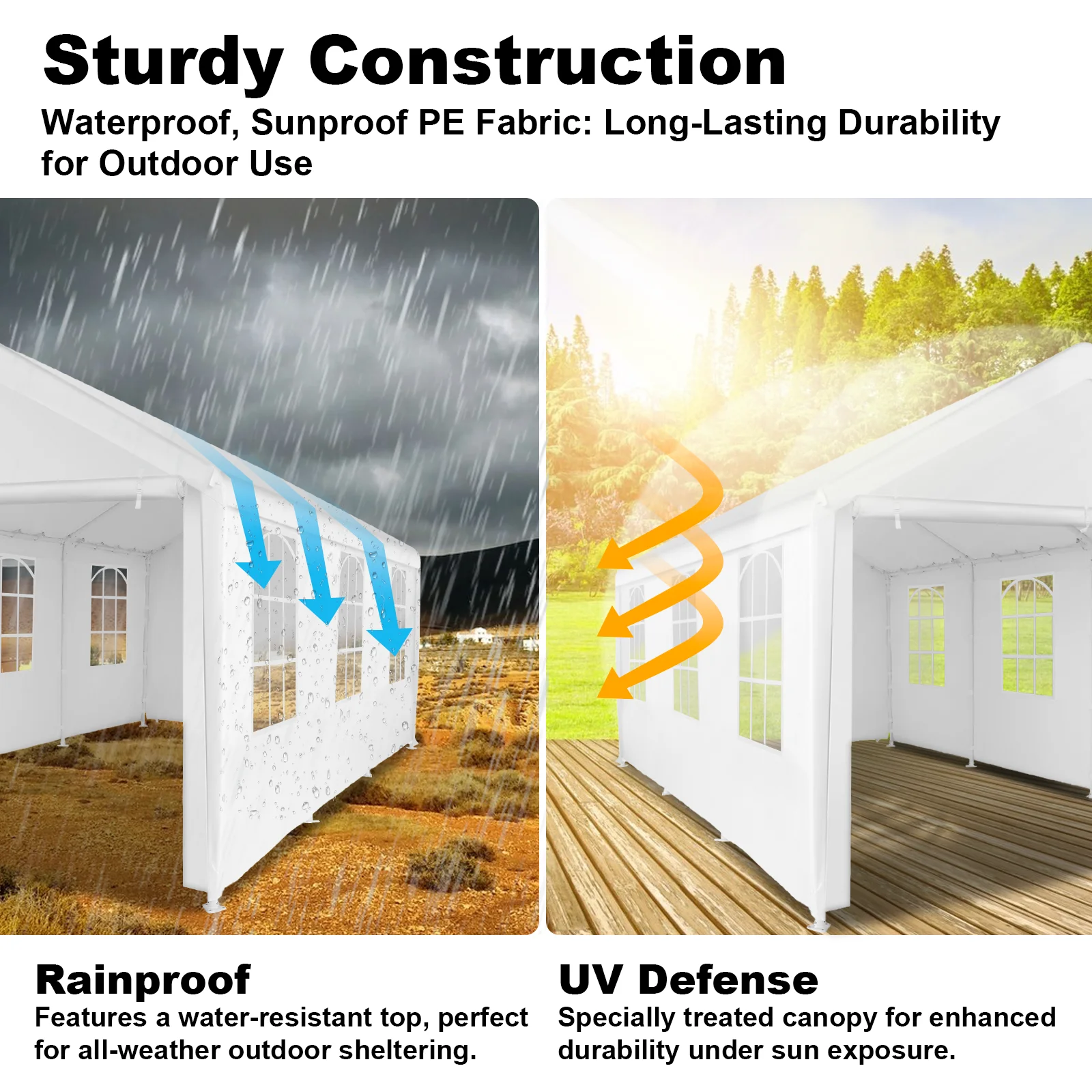 Abba Patio 10X20 ft Outdoor Canopy Carport Portable Car Tent Garage Shelter, White - Image 2