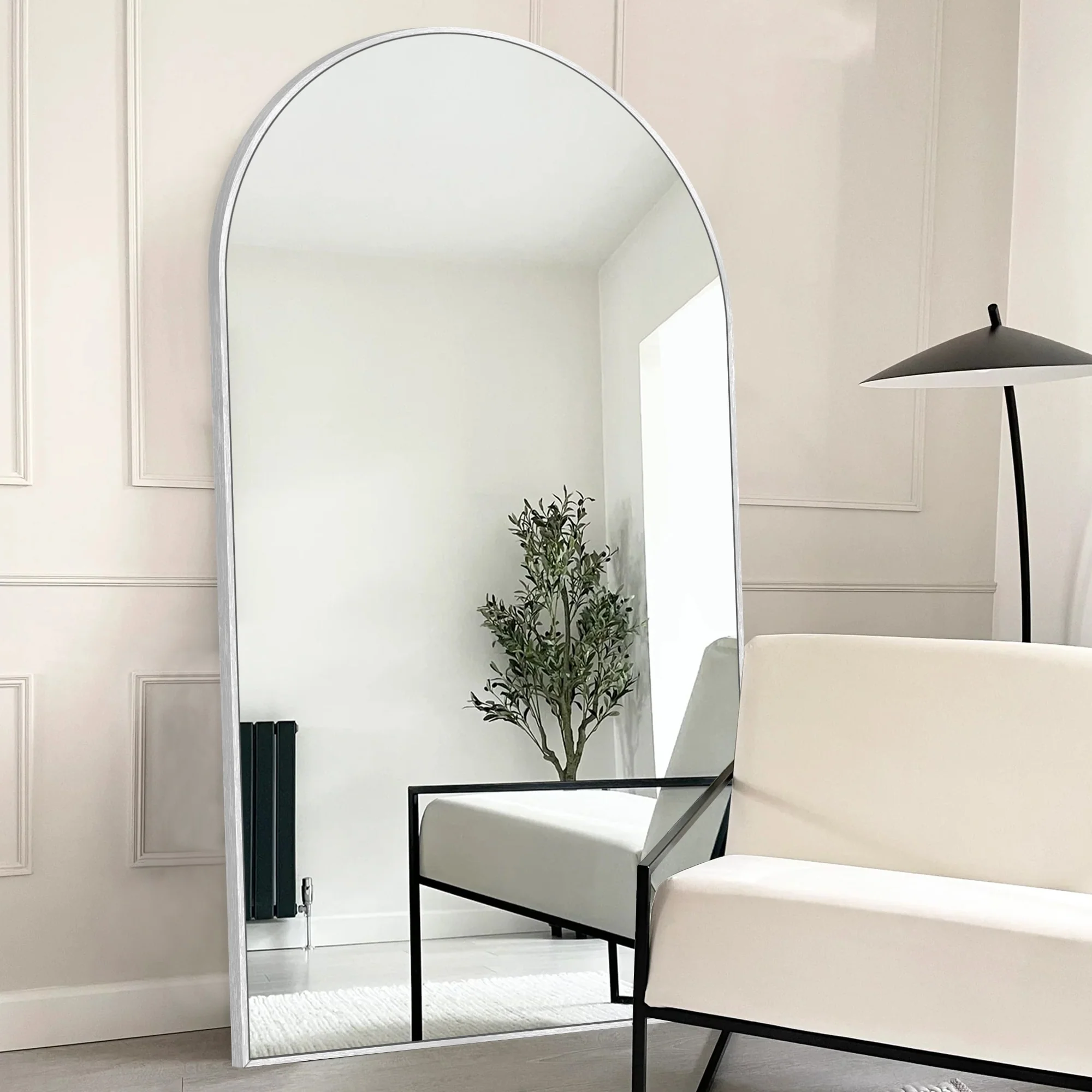 Modern Arched Full Length Floor Mirror, Aluminum Alloy Frame Standing Full Body Mirror - Image 23