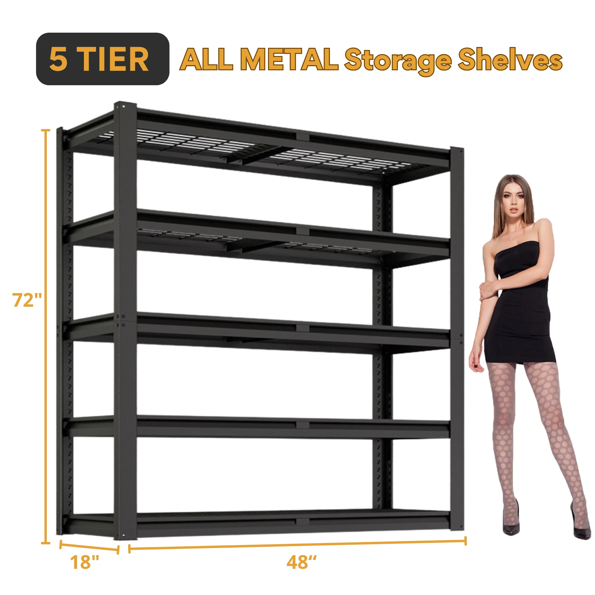 TrumanPick 2200LBS Metal Storage Shelves 40"W x 20"D x 59"H Garage Shelving Units Adjustable Storage Rack Heavy Duty Industrial Shelving - Image 11