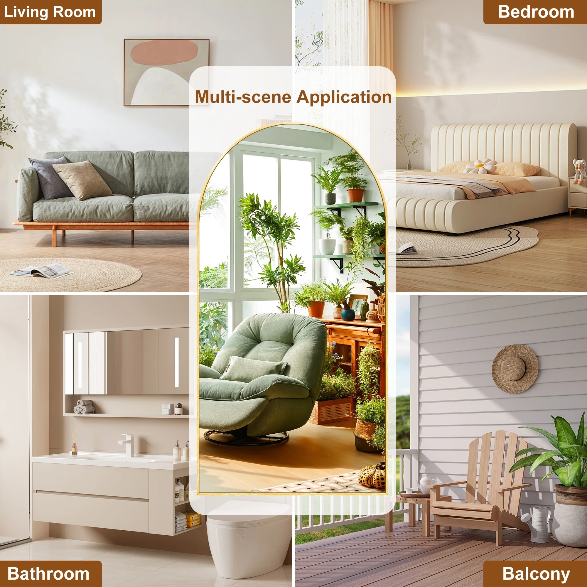 Modern Arched Full Length Floor Mirror, Aluminum Alloy Frame Standing Full Body Mirror - Image 39
