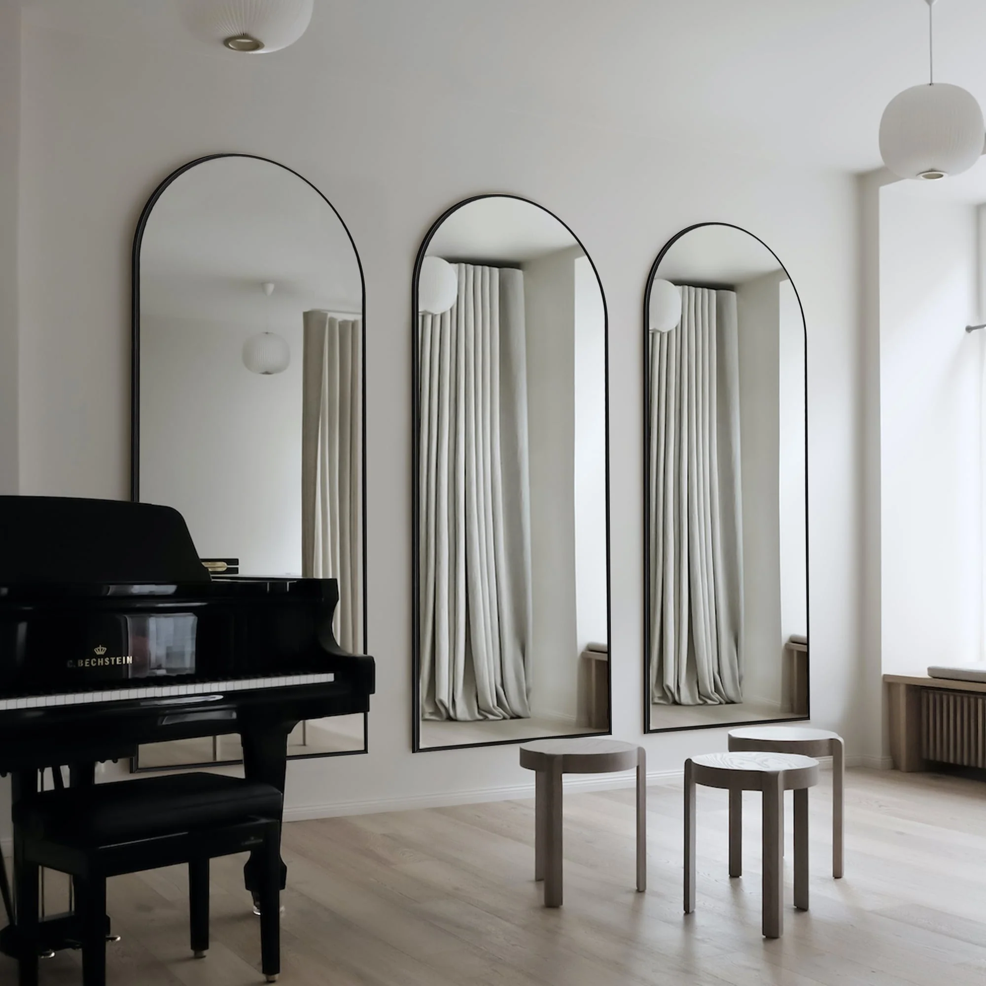 Modern Arched Full Length Floor Mirror, Aluminum Alloy Frame Standing Full Body Mirror - Image 63