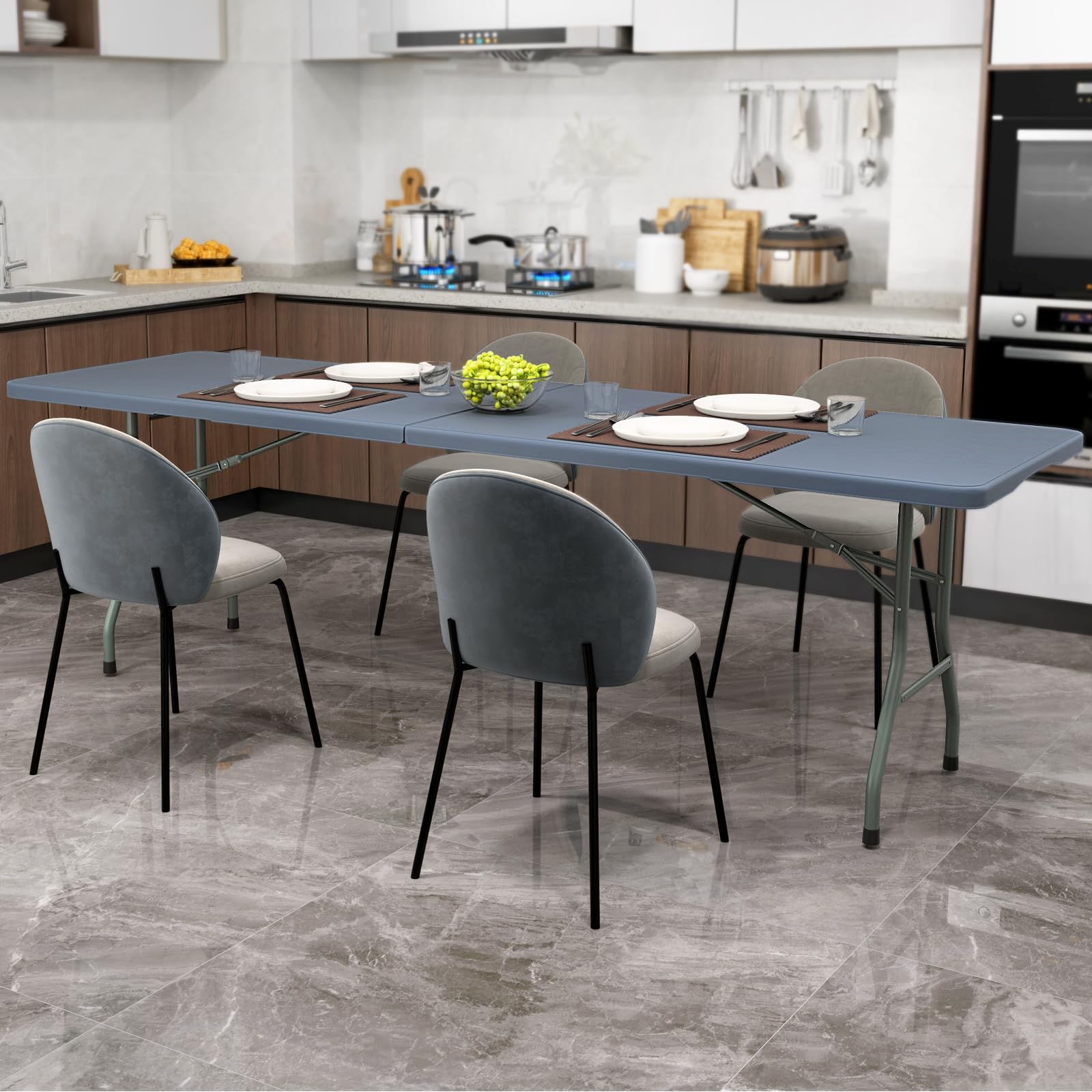 8FT Folding Table 350LBS – Heavy Duty Plastic Table with HDPE Top & Handle - Image 4