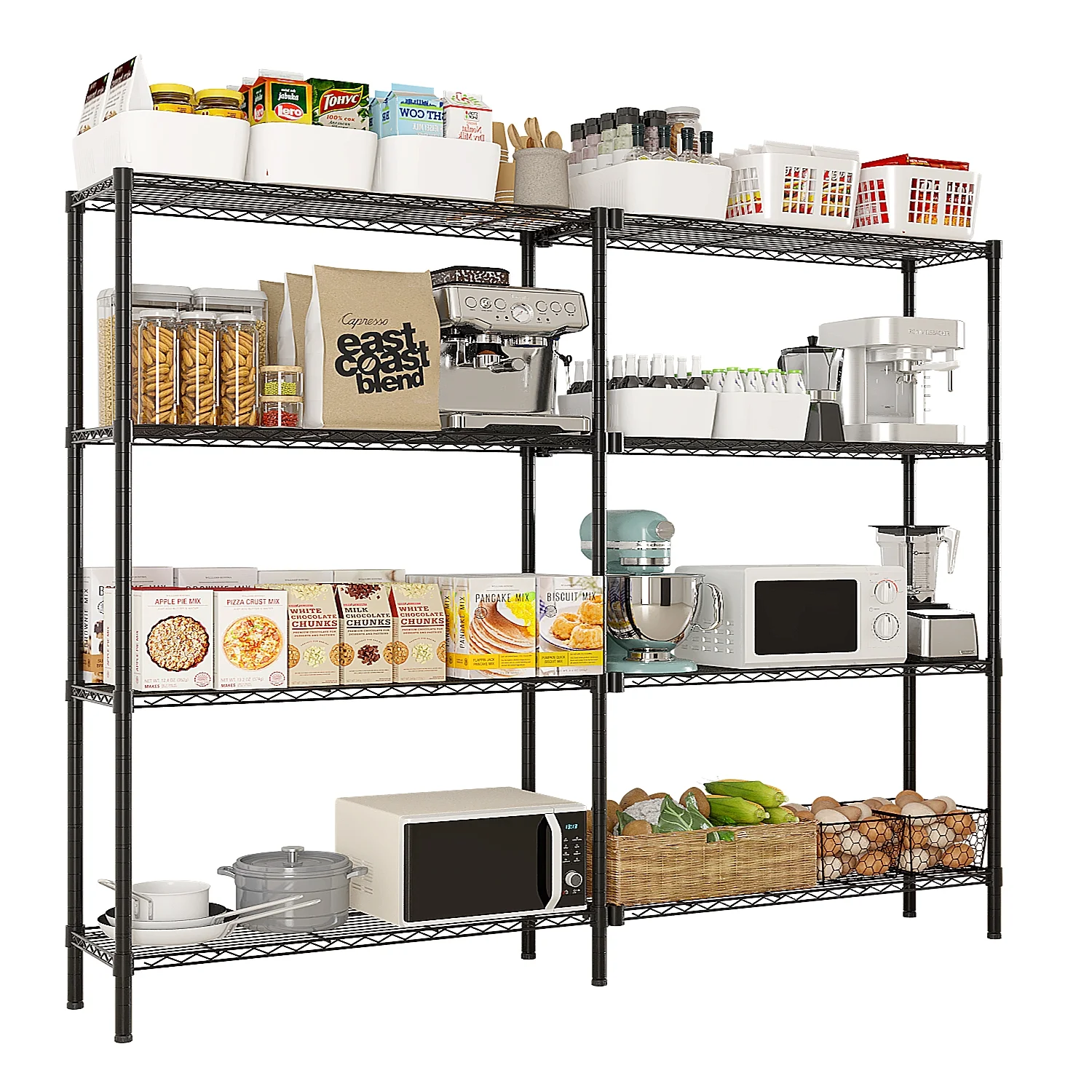 Zimtown Heavy Duty Storage Shelves, 63"W Wire Shelving Unit, Adjustable 4 Tier Metal Shelves Organizer Silver for Pantry Kitchen Basement, 1500 lbs Capacity - Image 33
